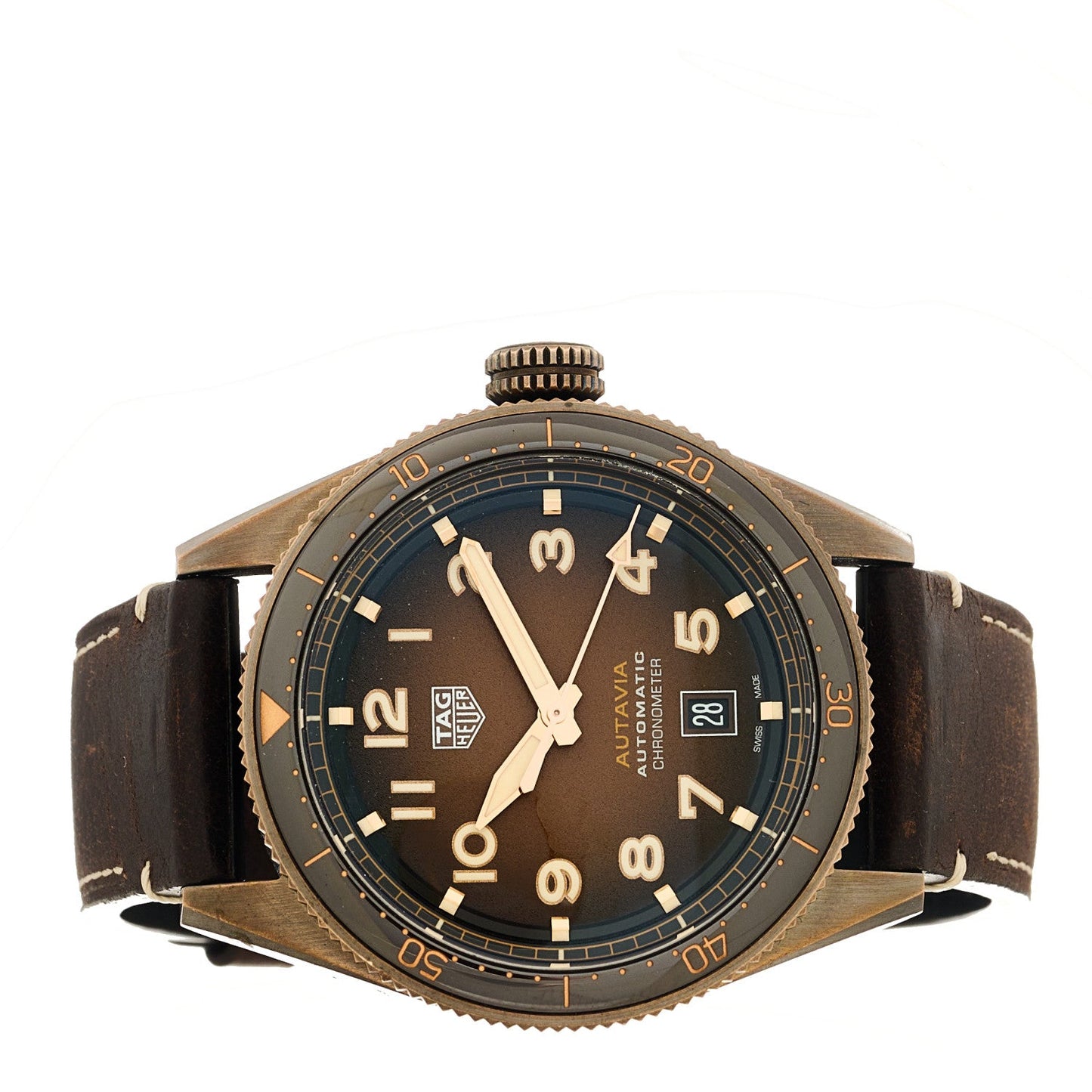 Bronze Calfskin 41mm Autavia Automatic Watch Brown WBE5191