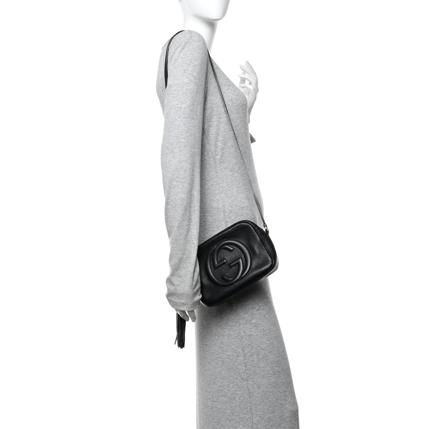 Pebbled Calfskin Small Soho Disco Bag Black