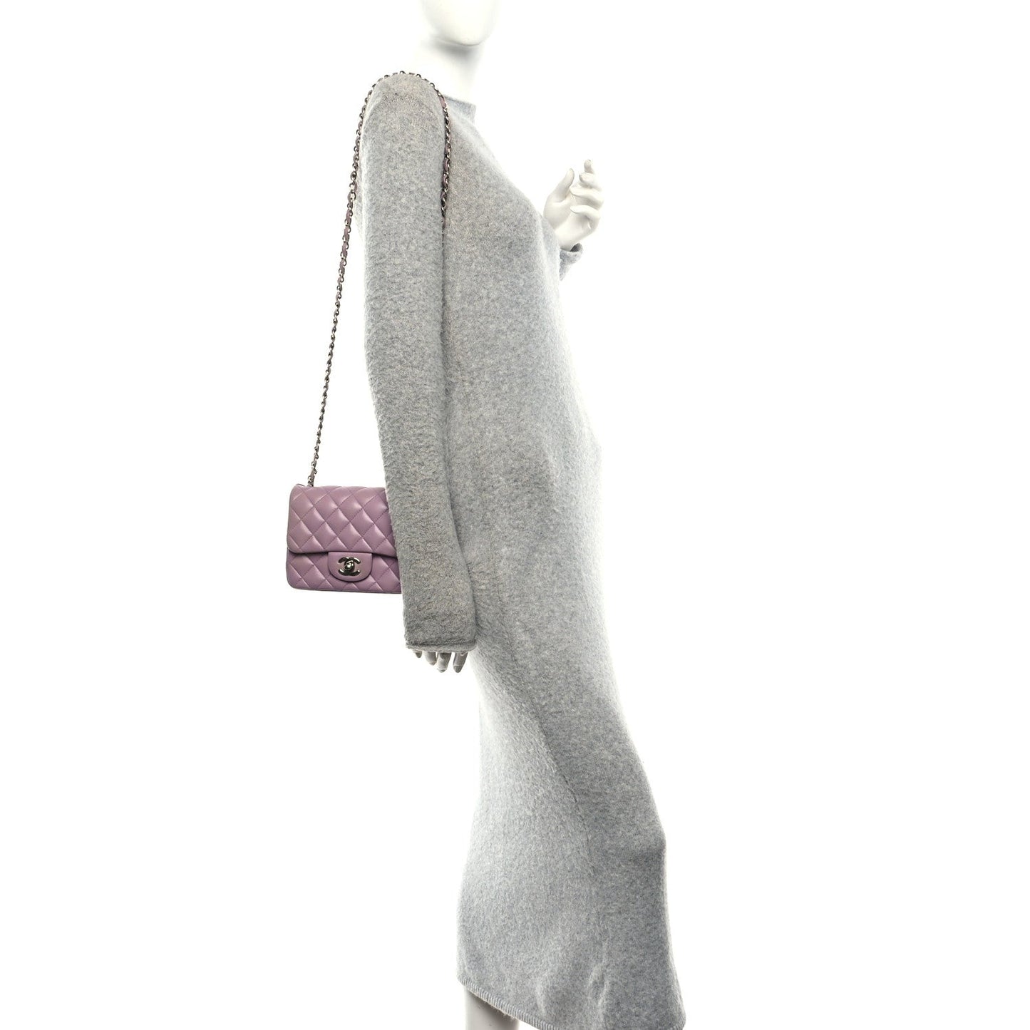 Lambskin Quilted Mini Square Flap Purple