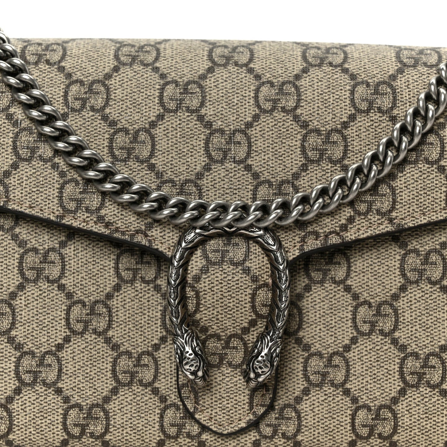 GG Supreme Monogram Mini Dionysus Chain Wallet Beige Taupe
