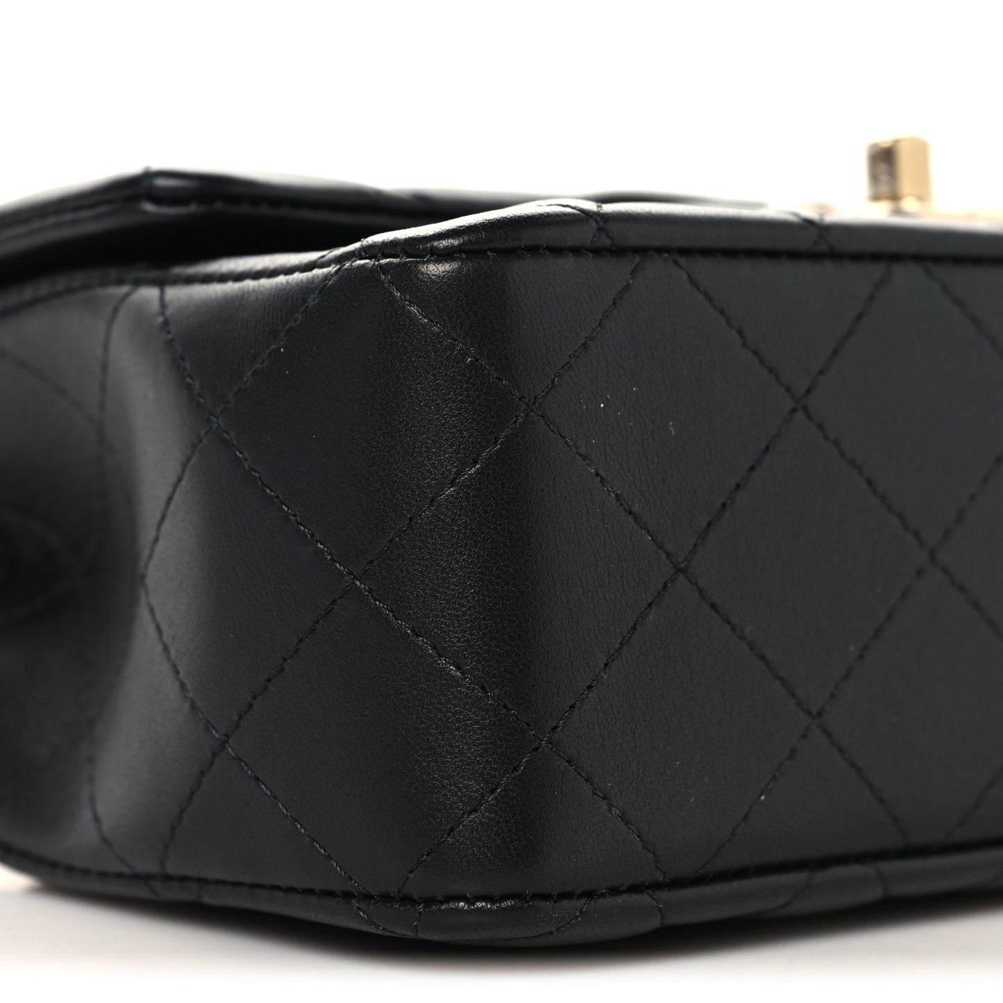 Lambskin Quilted Mini Rectangular Flap Black
