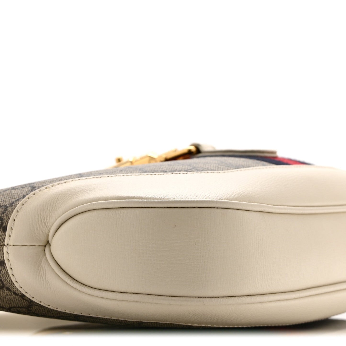 GG Supreme Monogram Azalea Calfskin Web Small Jackie 1961 Hobo Beige Ebony Mystic White