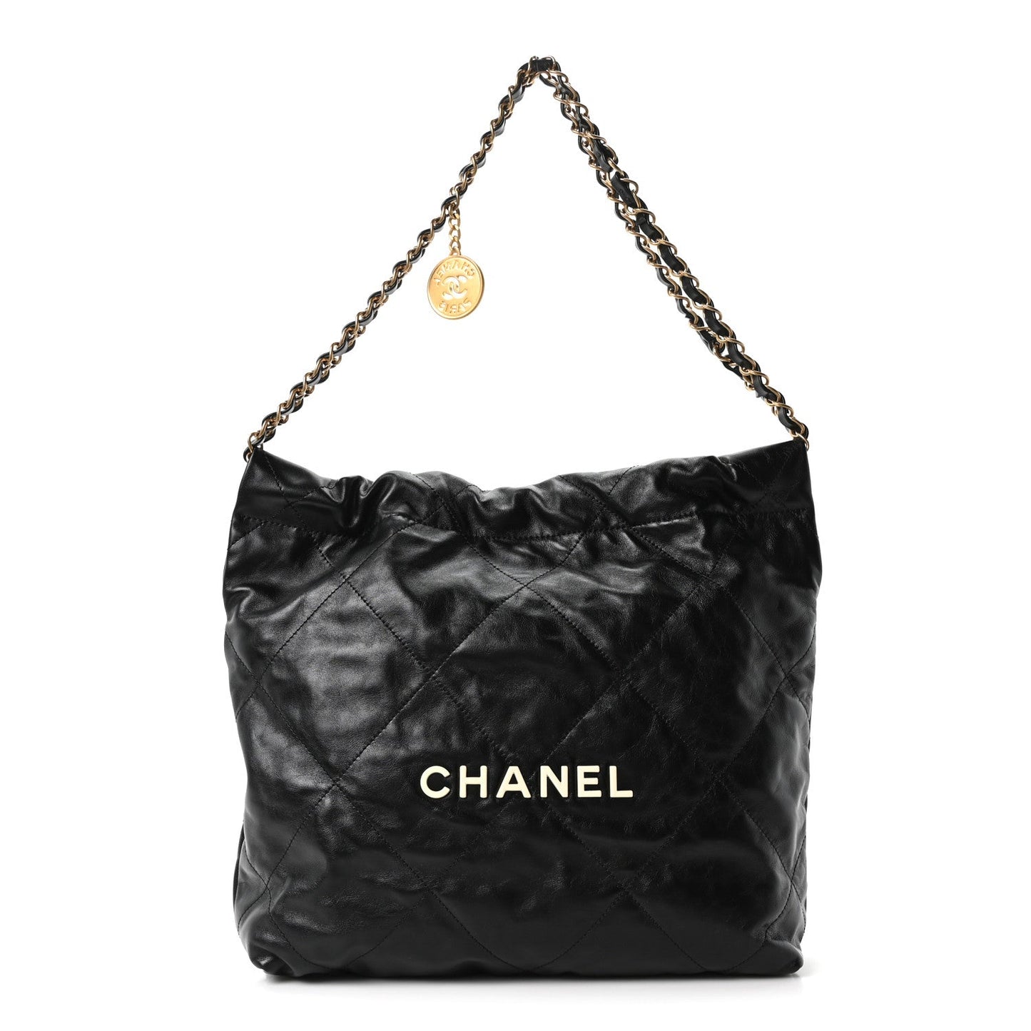 Calfskin Quilted Small Chanel 22 Black