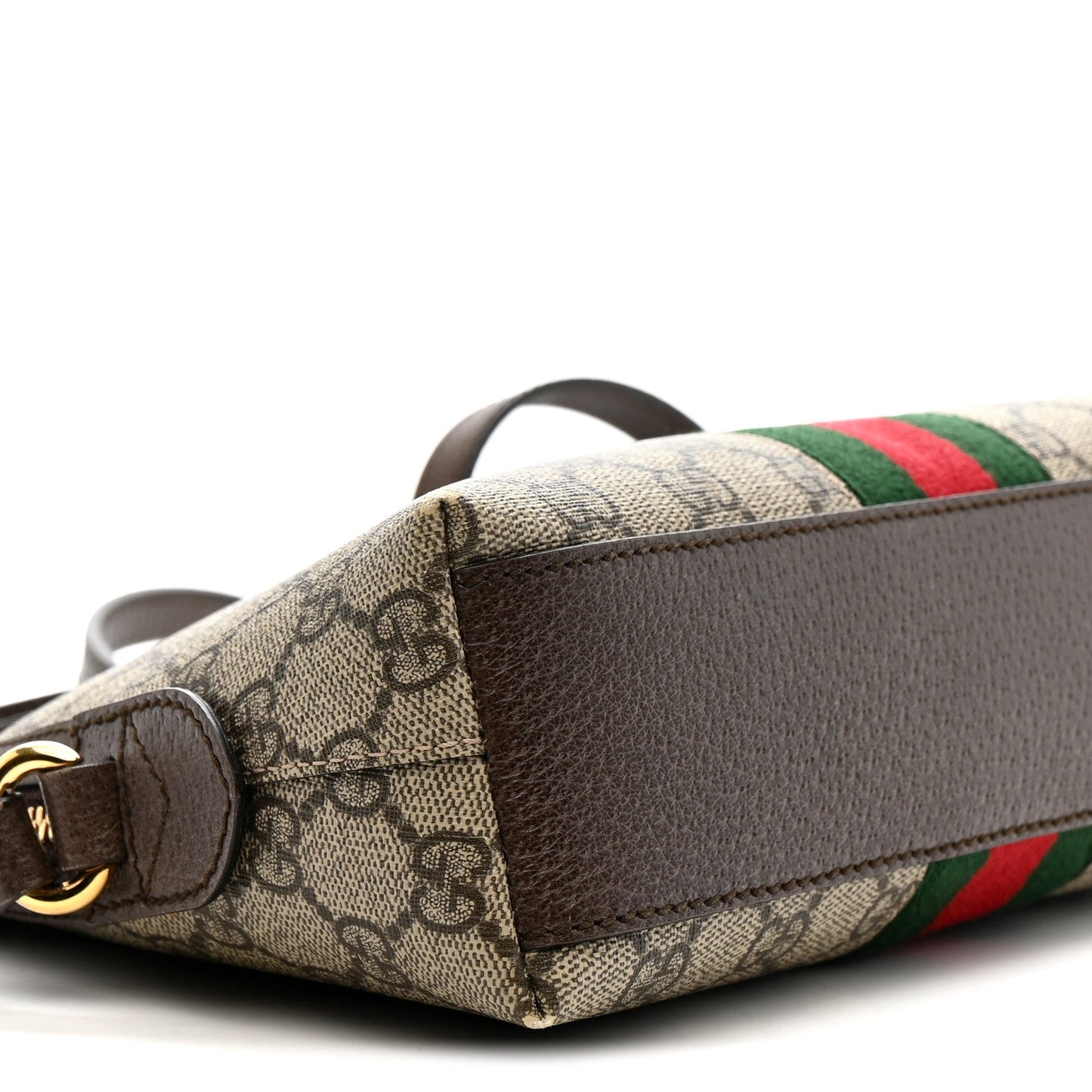 GG Supreme Monogram Textured Dollar Calfskin Web Small Ophidia Dome Shoulder Bag Beige Ebony New Acero