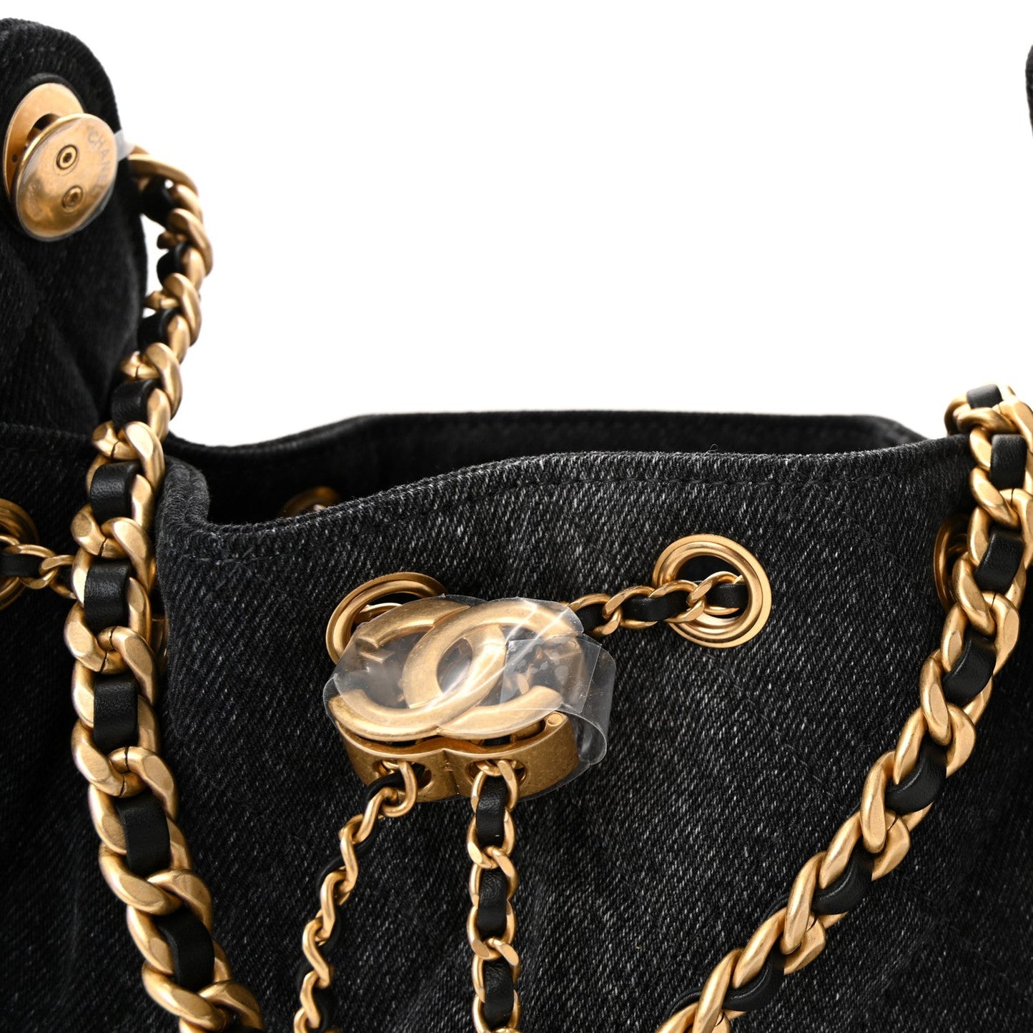 Washed Denim Quilted Mini Chanel 25 Handbag Black