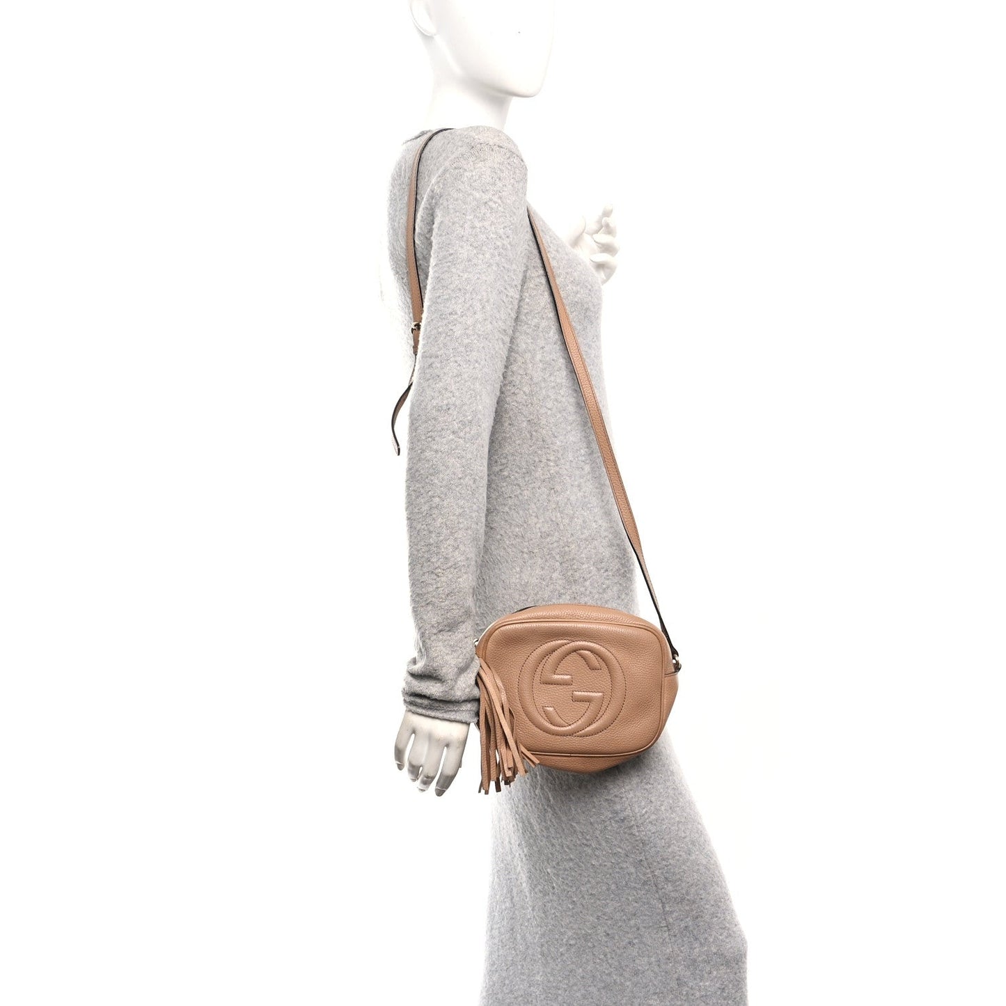Pebbled Calfskin Small Soho Disco Bag Rose Beige