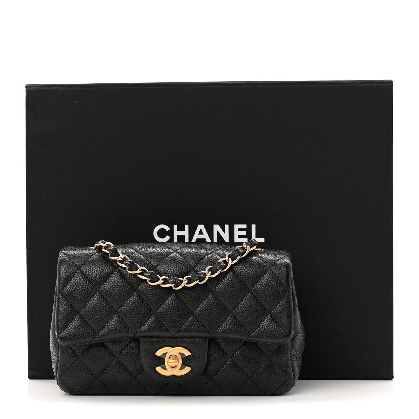 Caviar Quilted Mini Rectangular Flap Black