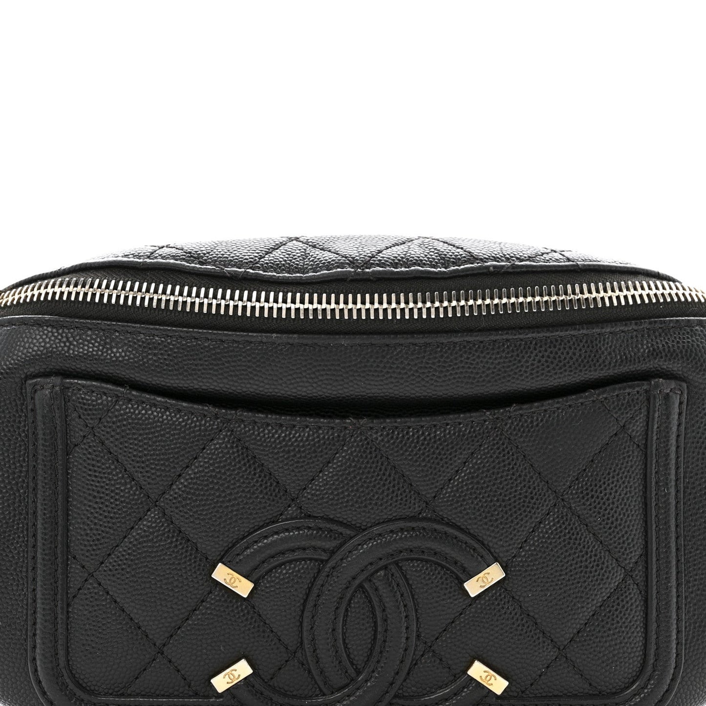 Caviar Quilted Filigree Waist Bag Black