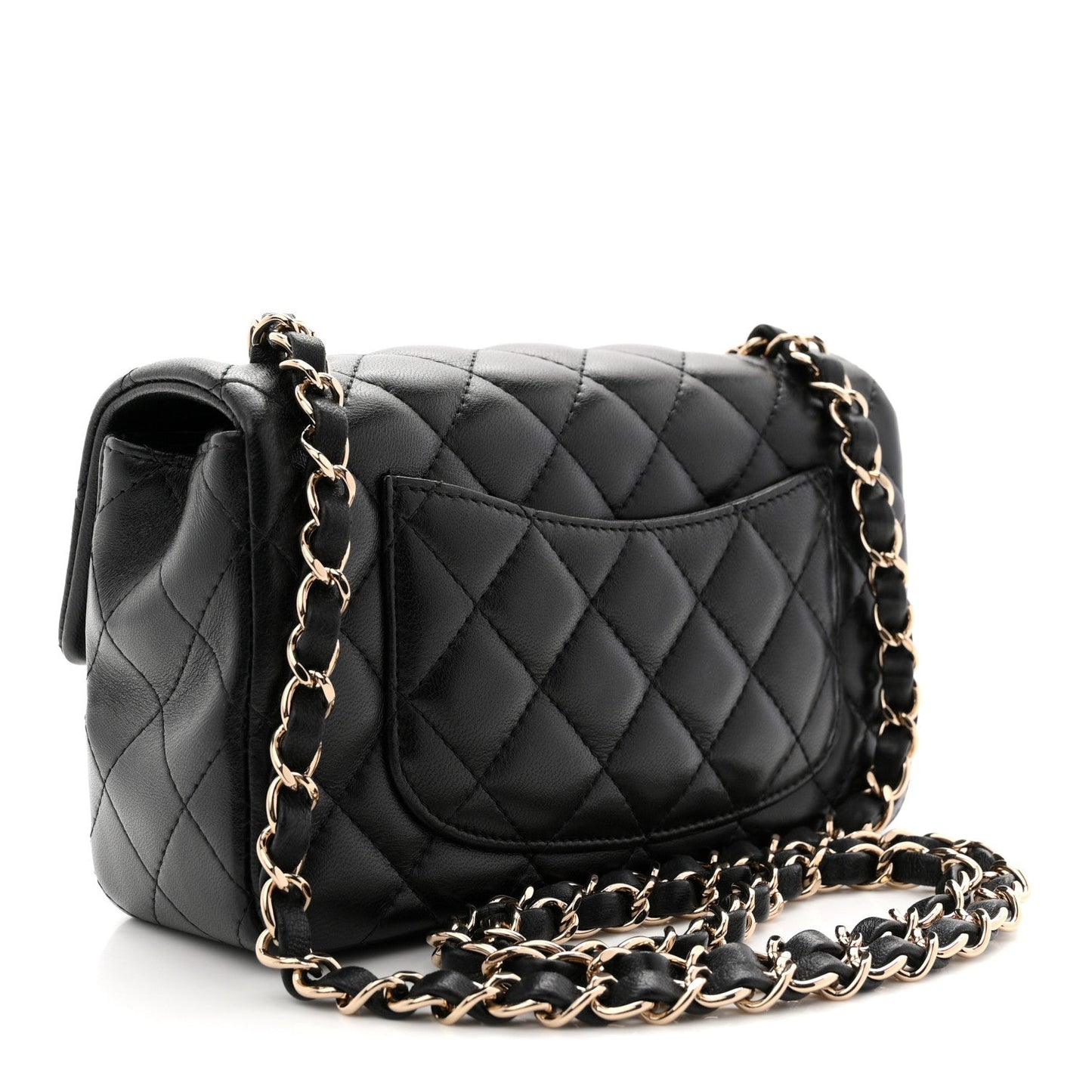 Lambskin Quilted Mini Rectangular Flap Black