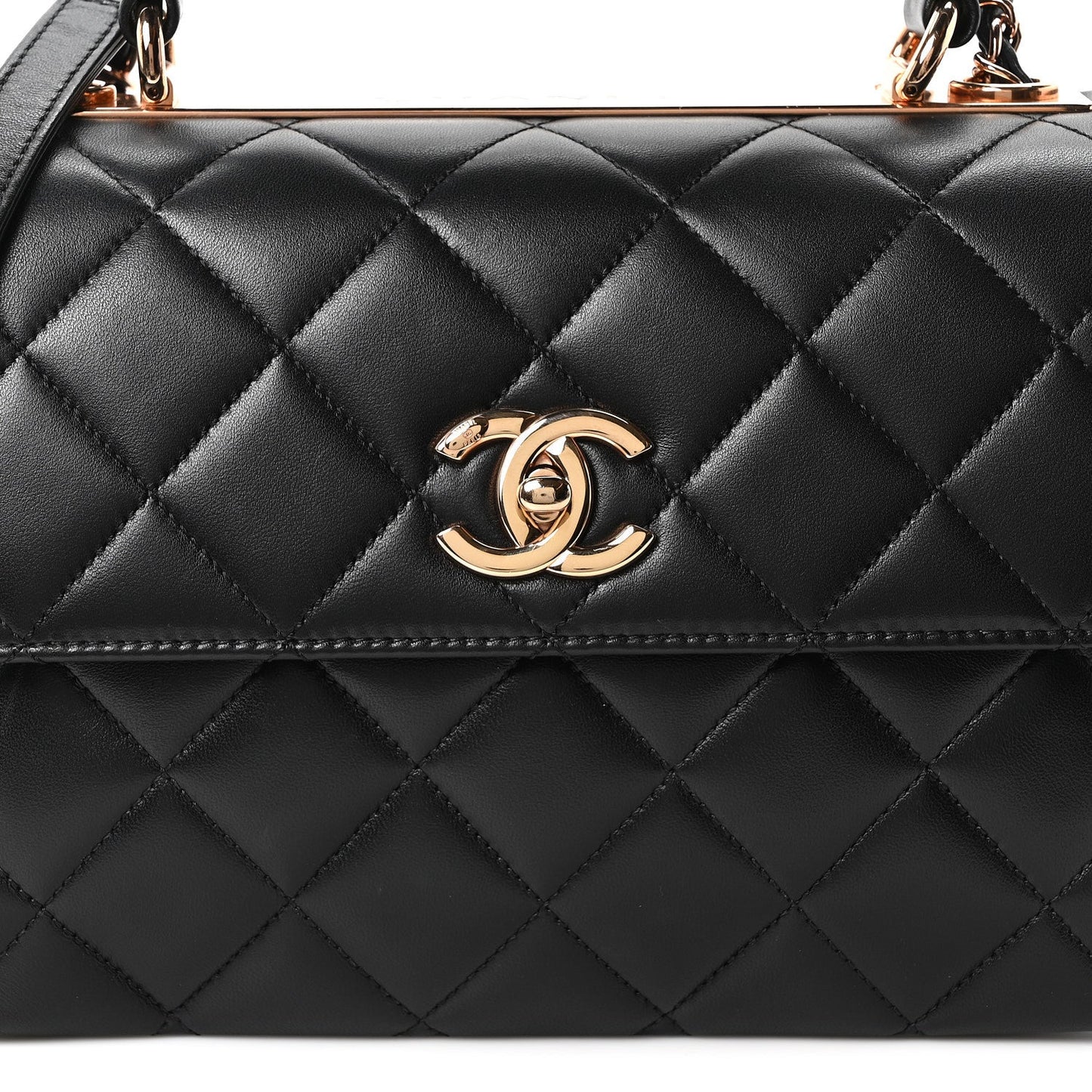 Lambskin Quilted Small Trendy CC Dual Handle Flap Bag Black