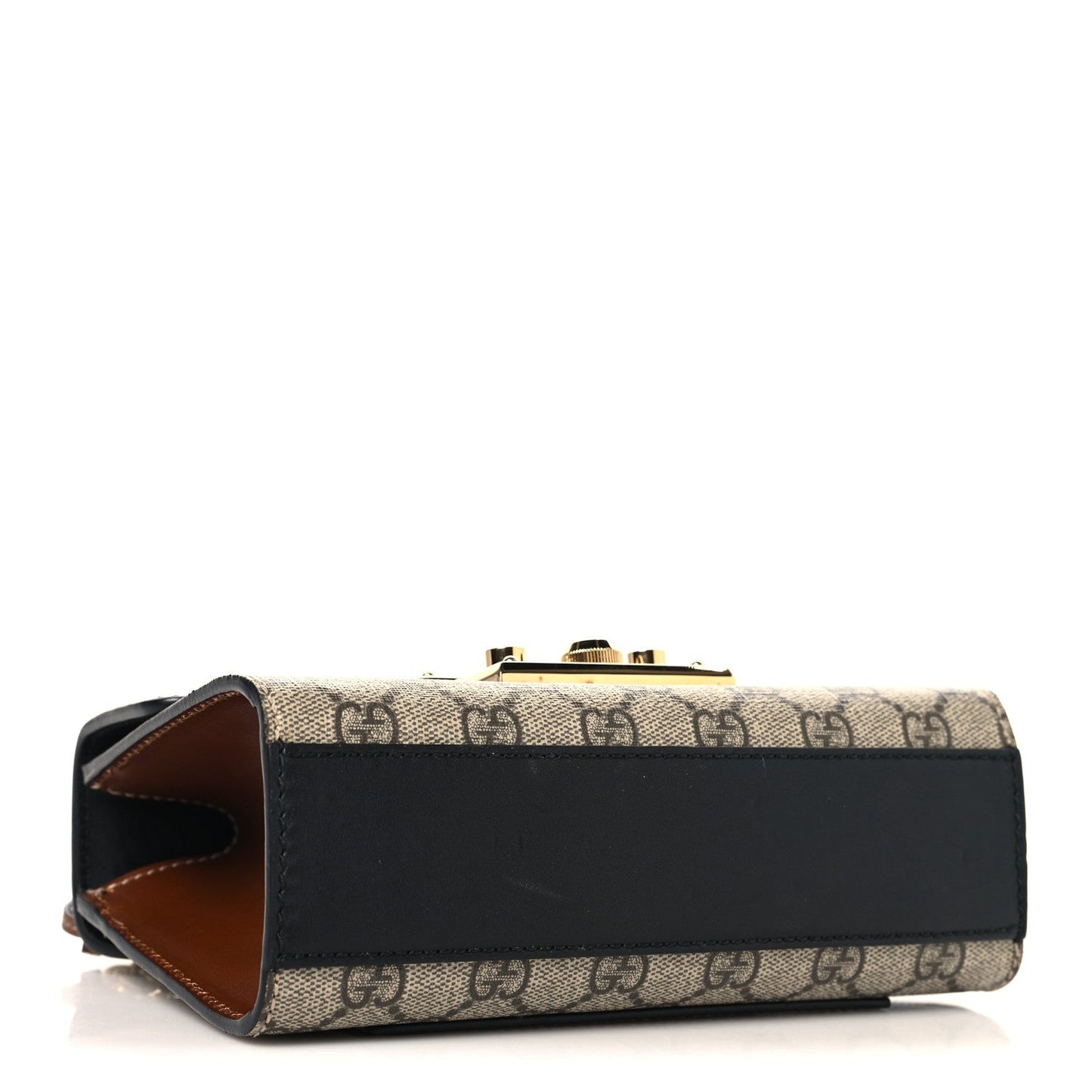 GG Supreme Monogram Calfskin Small Padlock Shoulder Bag Beige Black Cuir