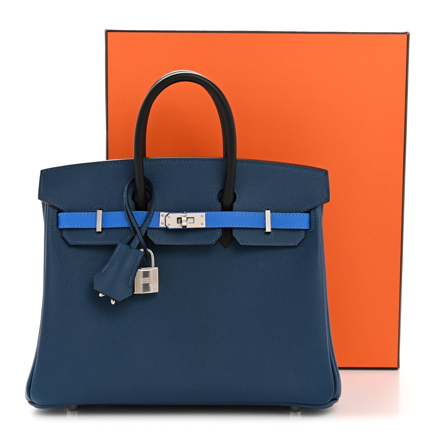 Epsom Tri-Color Birkin 25 Deep Bleu Bleu Hydra Black