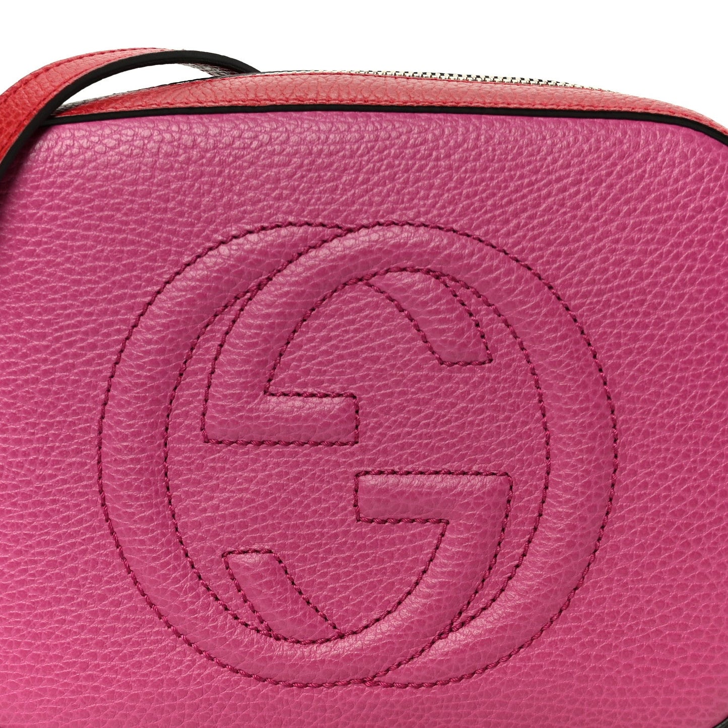 Dollar Calfskin Bi-Color Small Soho Disco Bag New Rosette Hibiscus Red