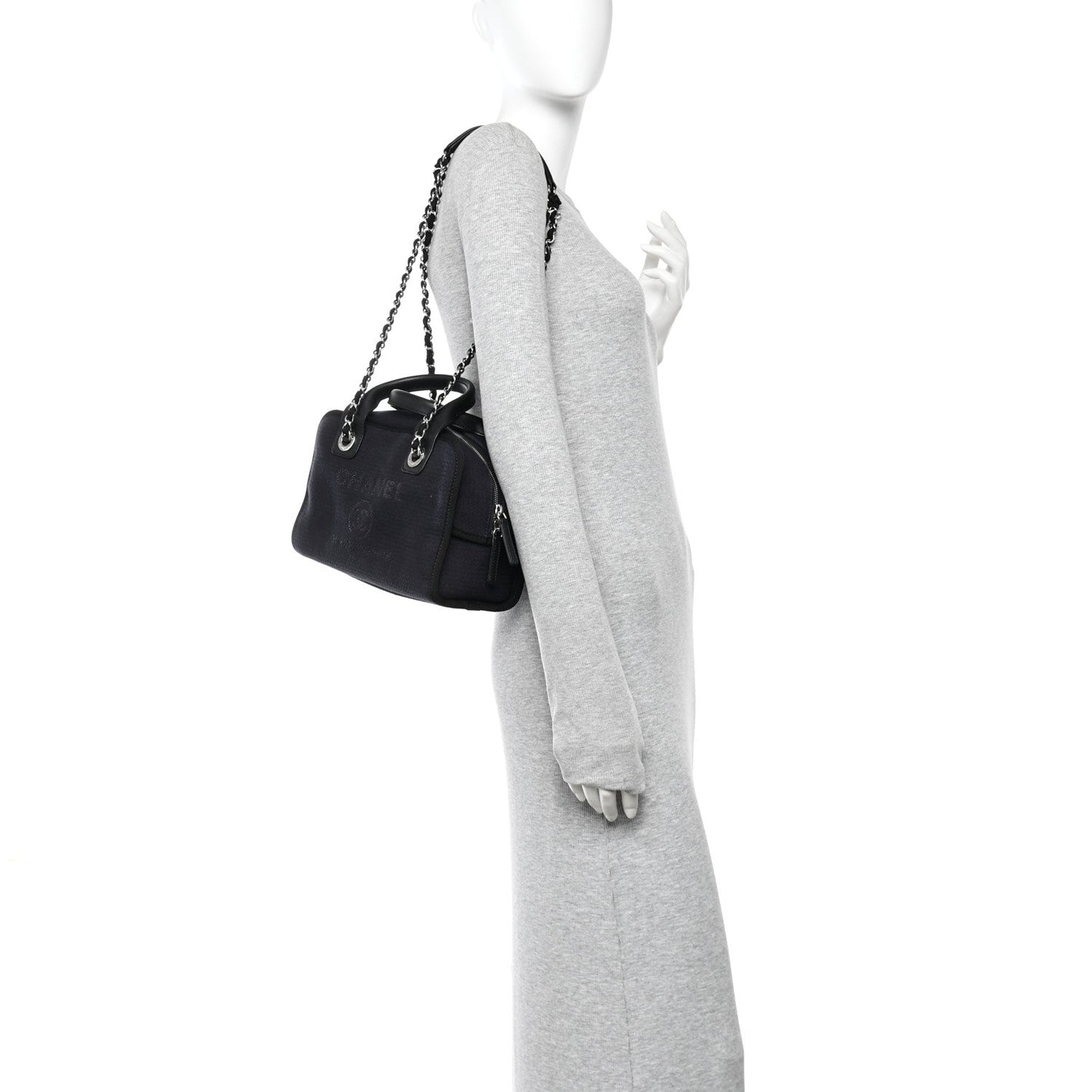 Mixed Fibers Small Deauville Bowling Bag Navy Blue