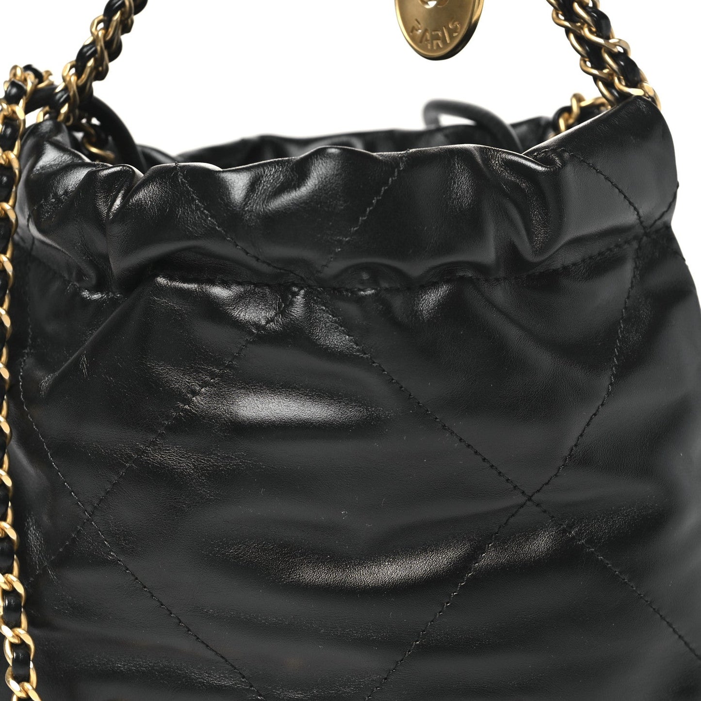 Shiny Calfskin Quilted Mini Chanel 22 Black