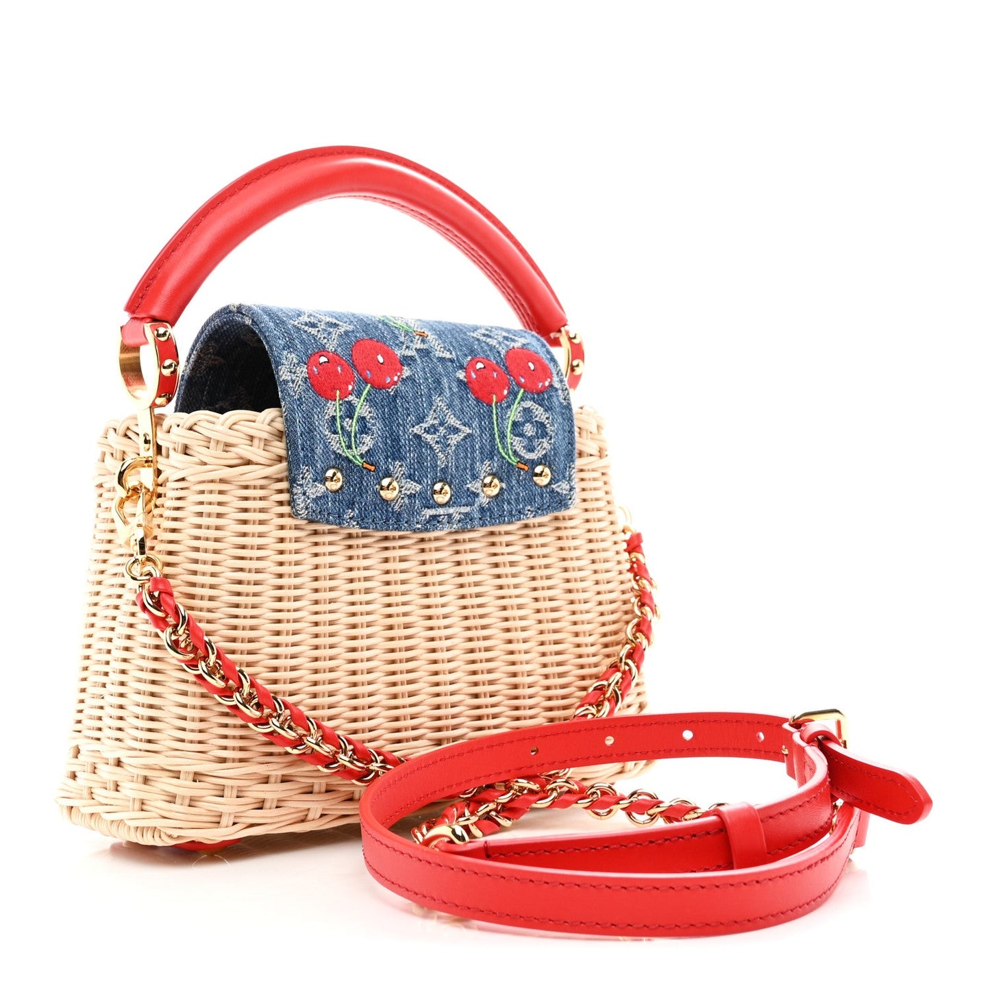 LV X TM Rattan Denim Calfskin Cerises Capucines Mini