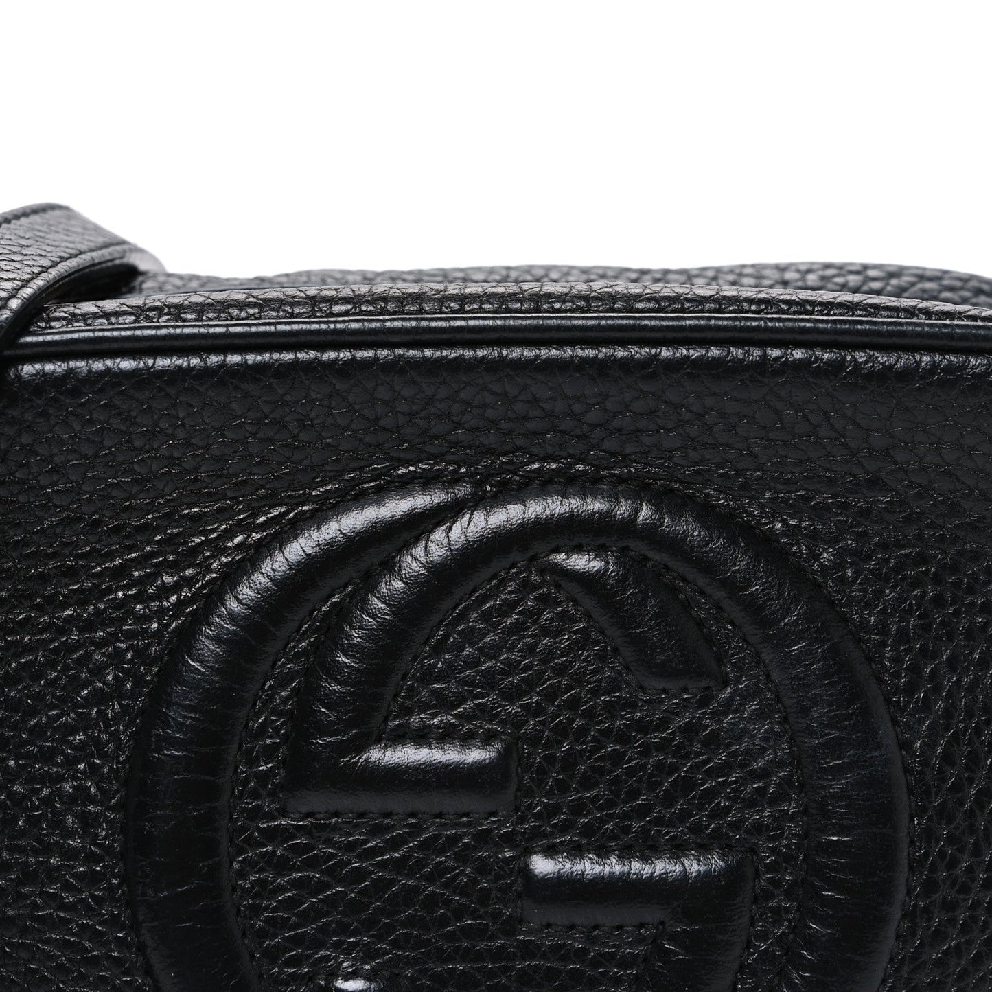 Pebbled Calfskin Small Soho Disco Bag Black