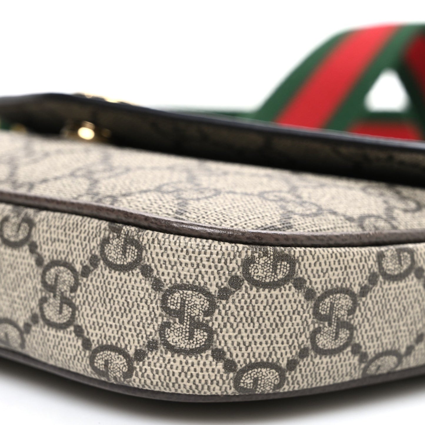GG Supreme Monogram Textured Dollar Calfskin Web Mini Ophidia Envelope Shoulder Bag Beige Ebony New Acero