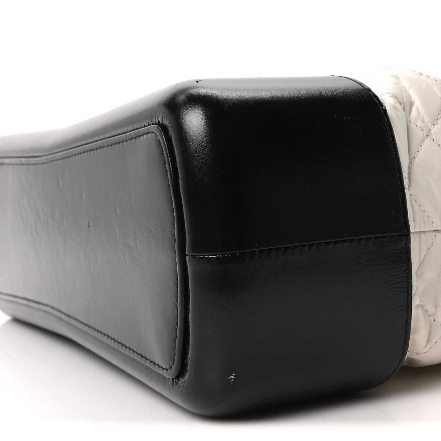 Aged Calfskin Quilted Large Gabrielle Shopping Tote White Black