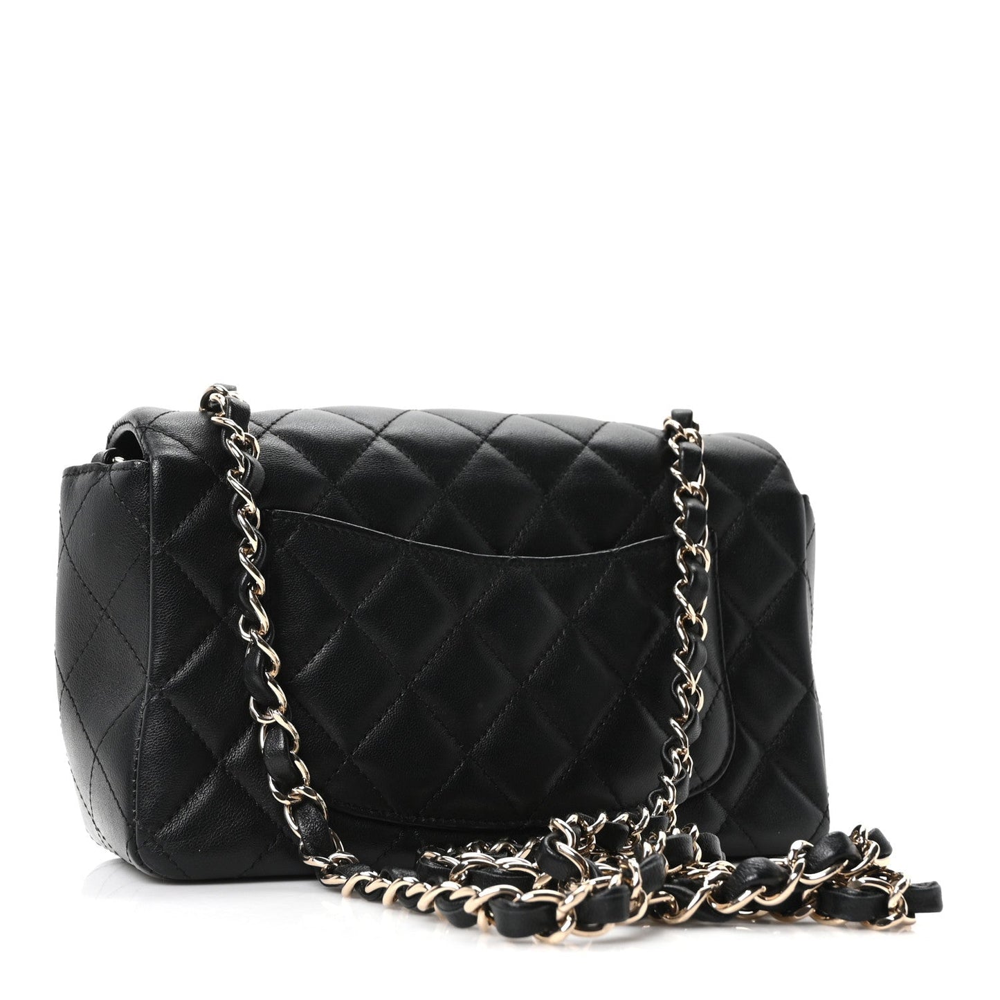 Lambskin Quilted Mini Rectangular Flap Black