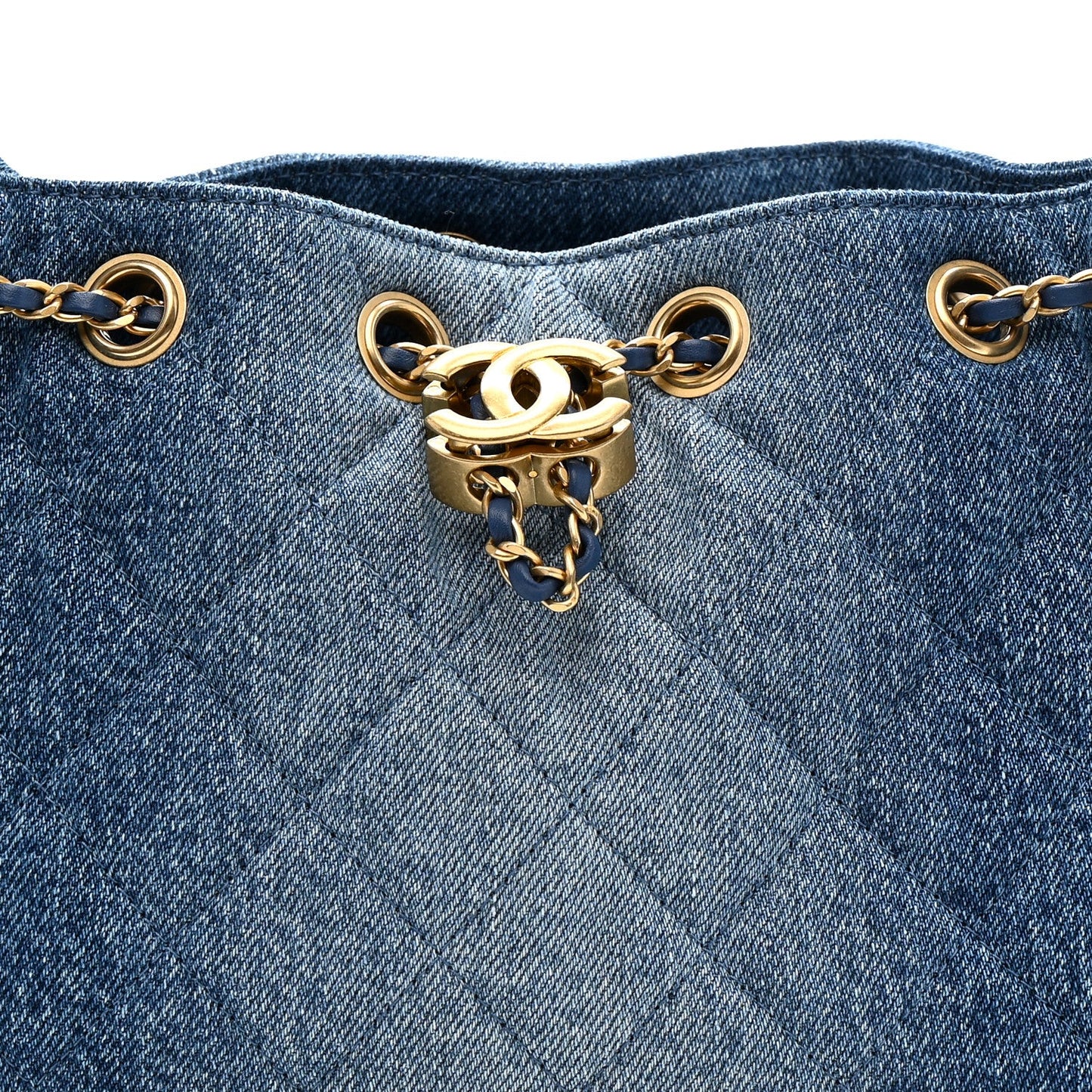 Washed Denim Quilted Mini Chanel 25 Handbag Blue