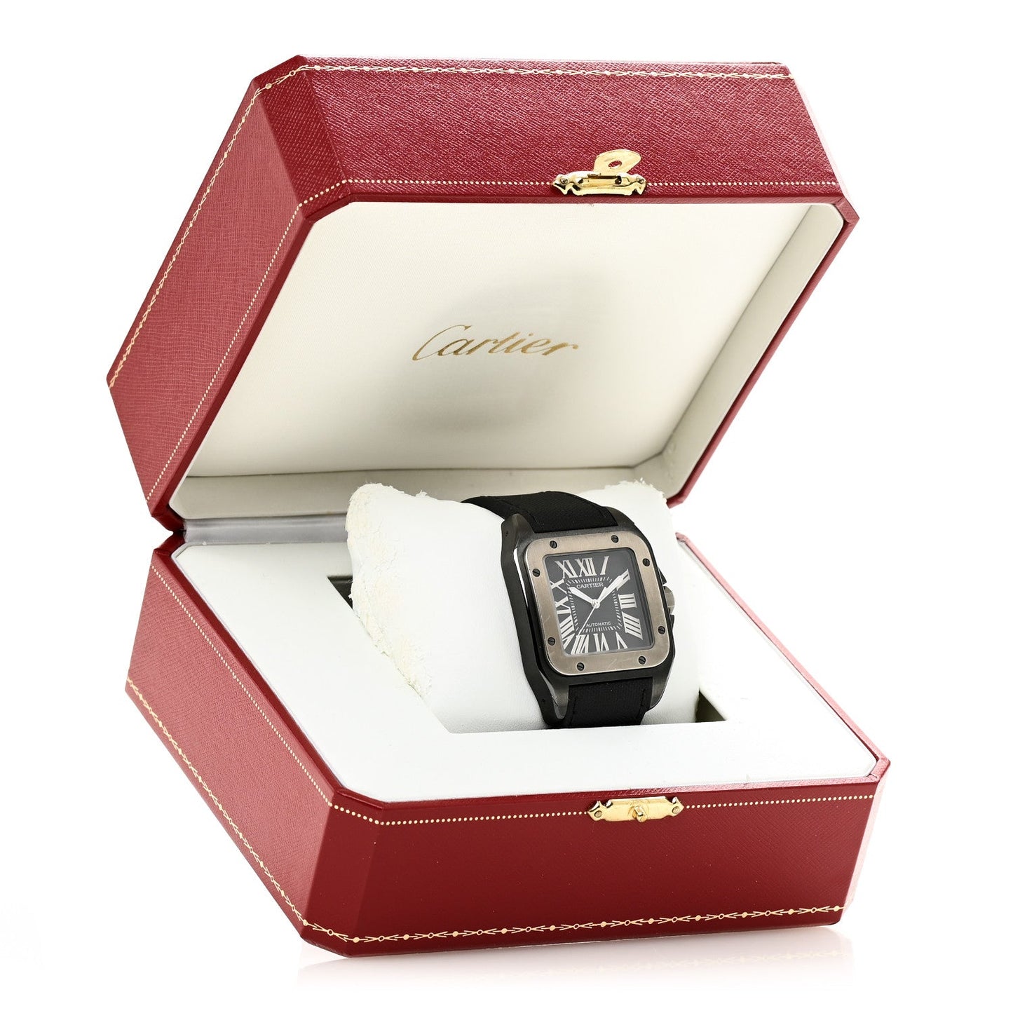 ADLC Titanium Nylon 38mm Santos 100 Chronograph Automatic Watch Black