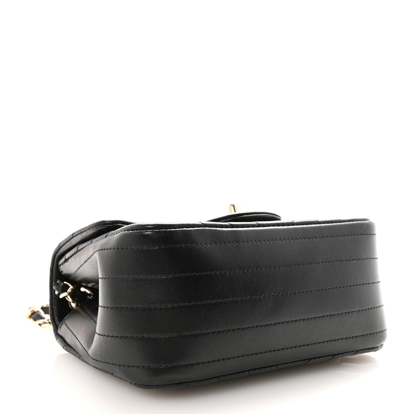 Lambskin Chevron Quilted Mini Square Flap Black
