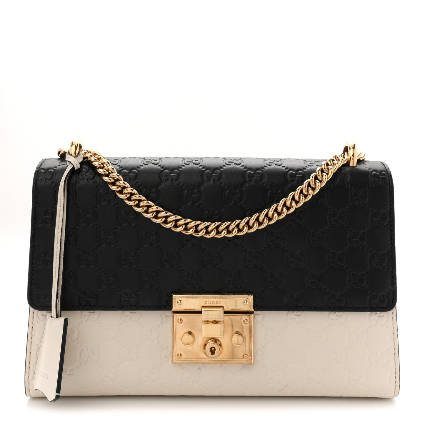 Guccissima Medium Padlock Shoulder Bag Black Mystic White