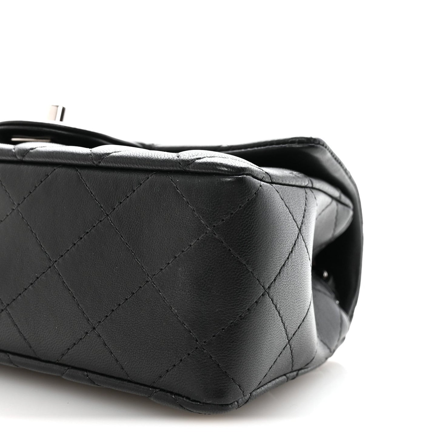 Lambskin Quilted Mini Rectangular Flap Black