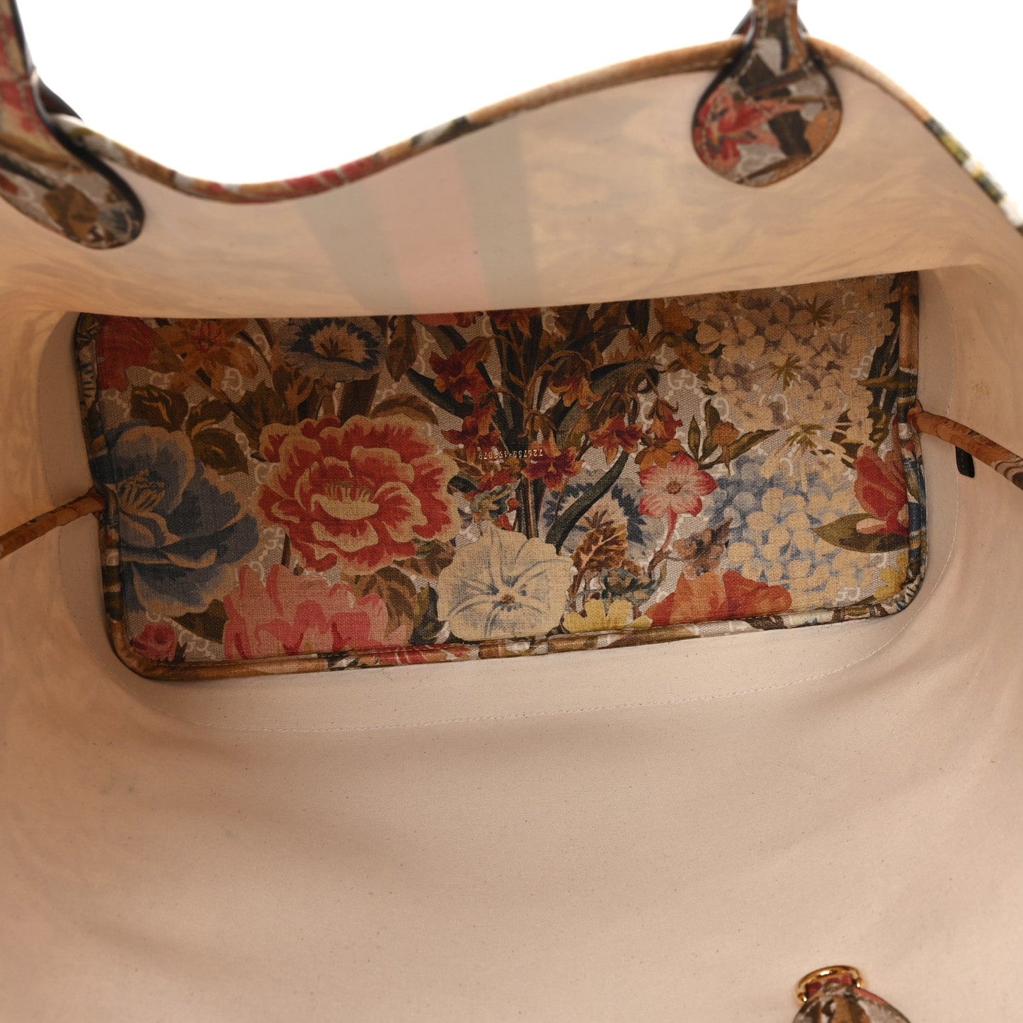 GG Supreme Monogram Water Flora Web Large Ophidia Tote Beige White Multicolor