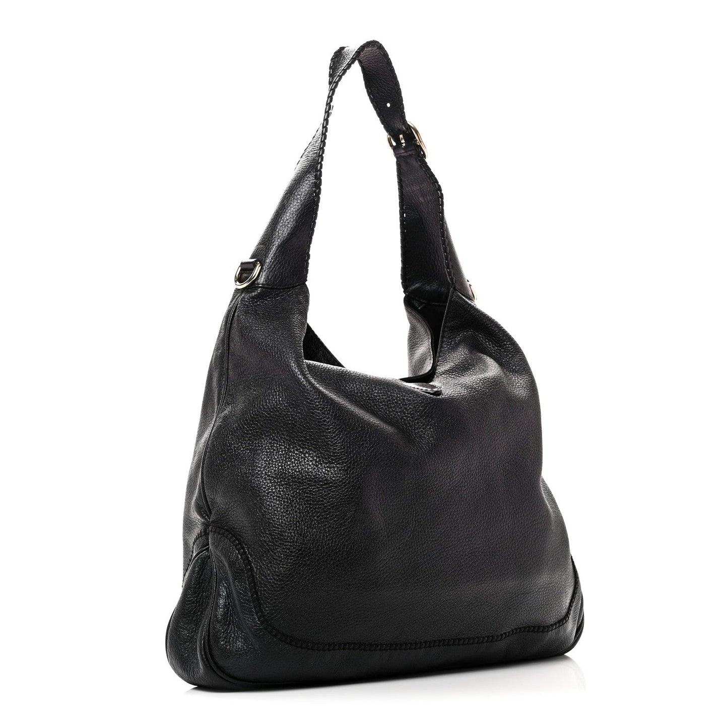Pebbled Calfskin Medium New Jackie Shoulder Bag Black