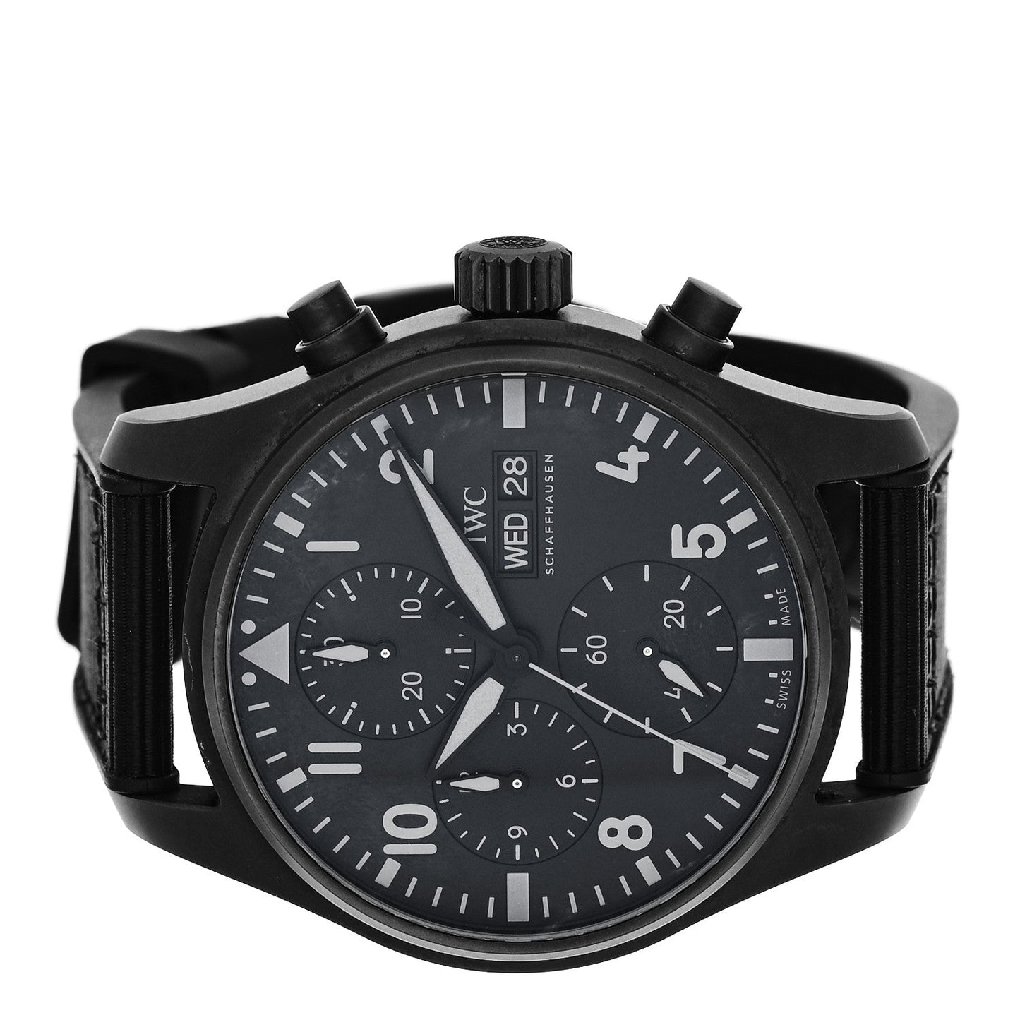 Ceramic Titanium Textile 41mm Pilot Top Gun Chronograph Automatic Watch Black IW388106