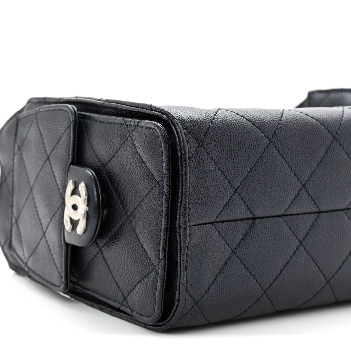 Metallic Caviar Quilted Mini Chanel 25 Handbag Dark Blue