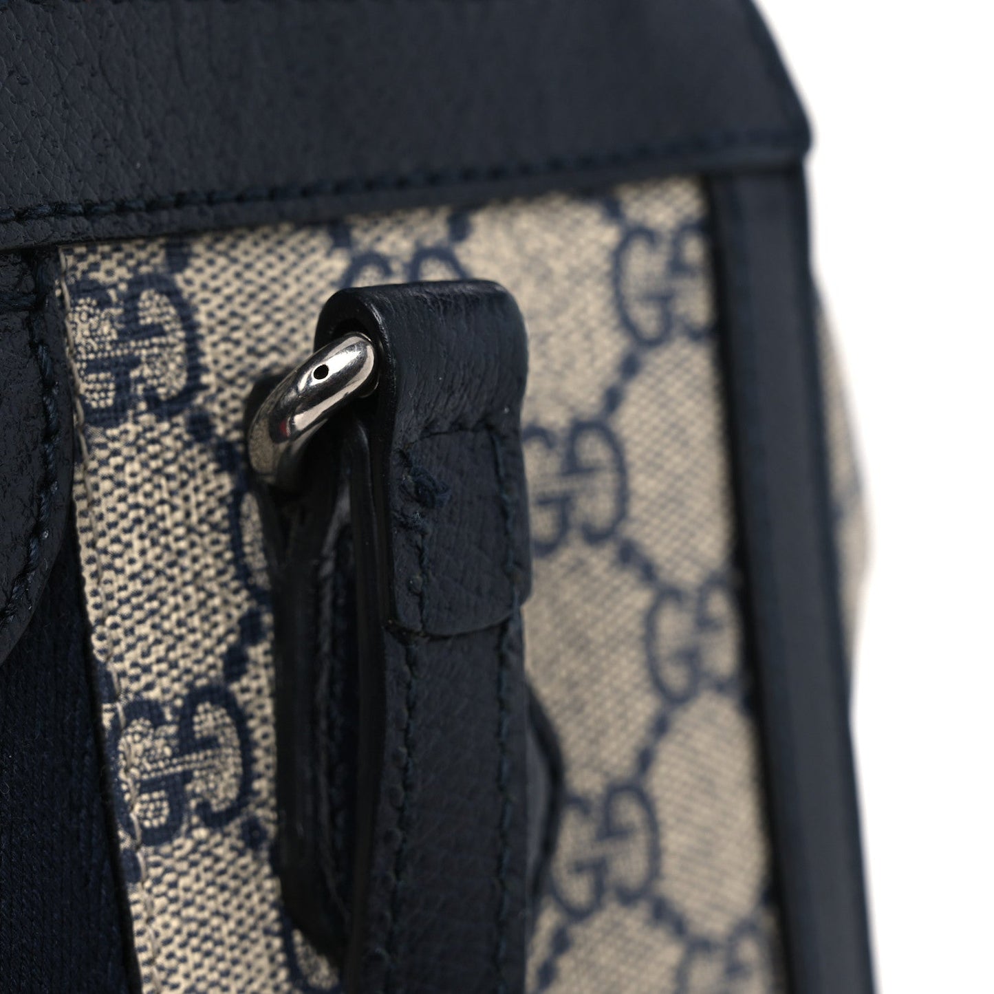 GG Supreme Monogram Textured Dollar Calfskin Web Small Ophidia Tote Bag Beige Blue
