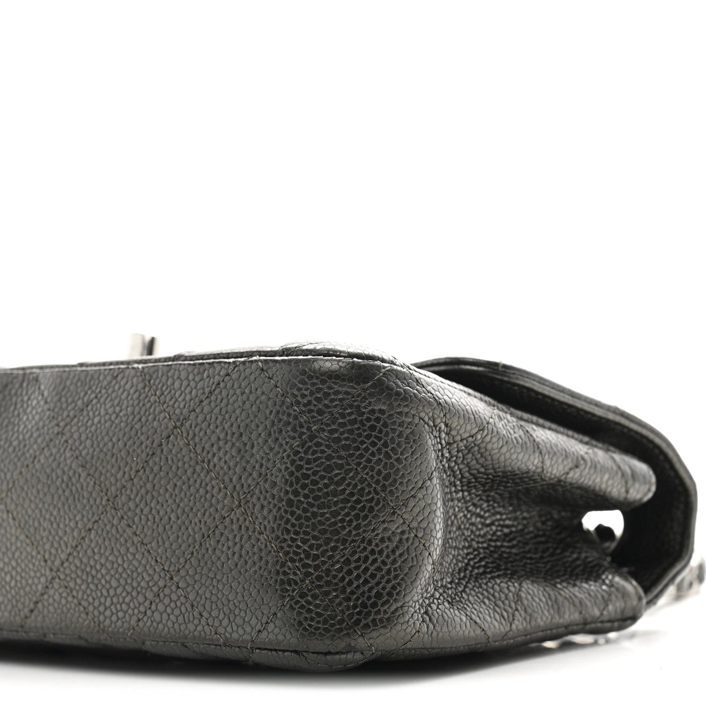 Metallic Caviar Quilted Mini Rectangular Flap Dark Grey