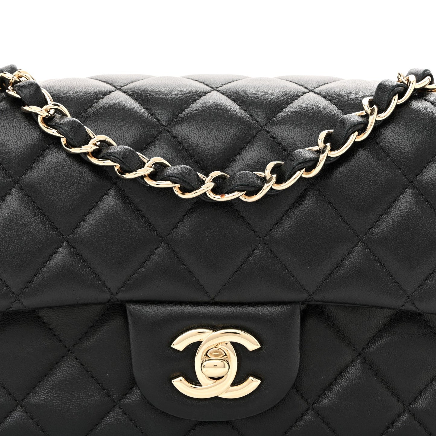 Lambskin Quilted Mini Rectangular Flap Black