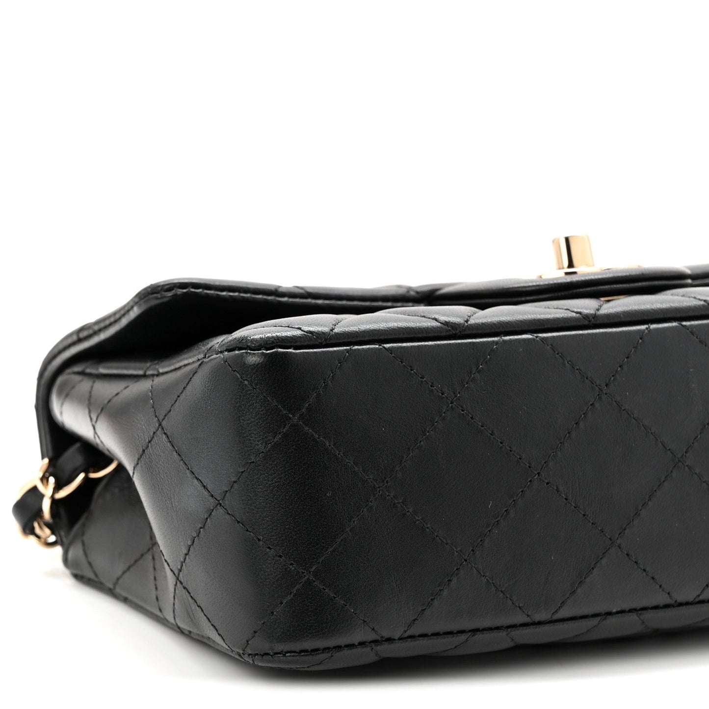Lambskin Quilted Mini Rectangular Flap Black