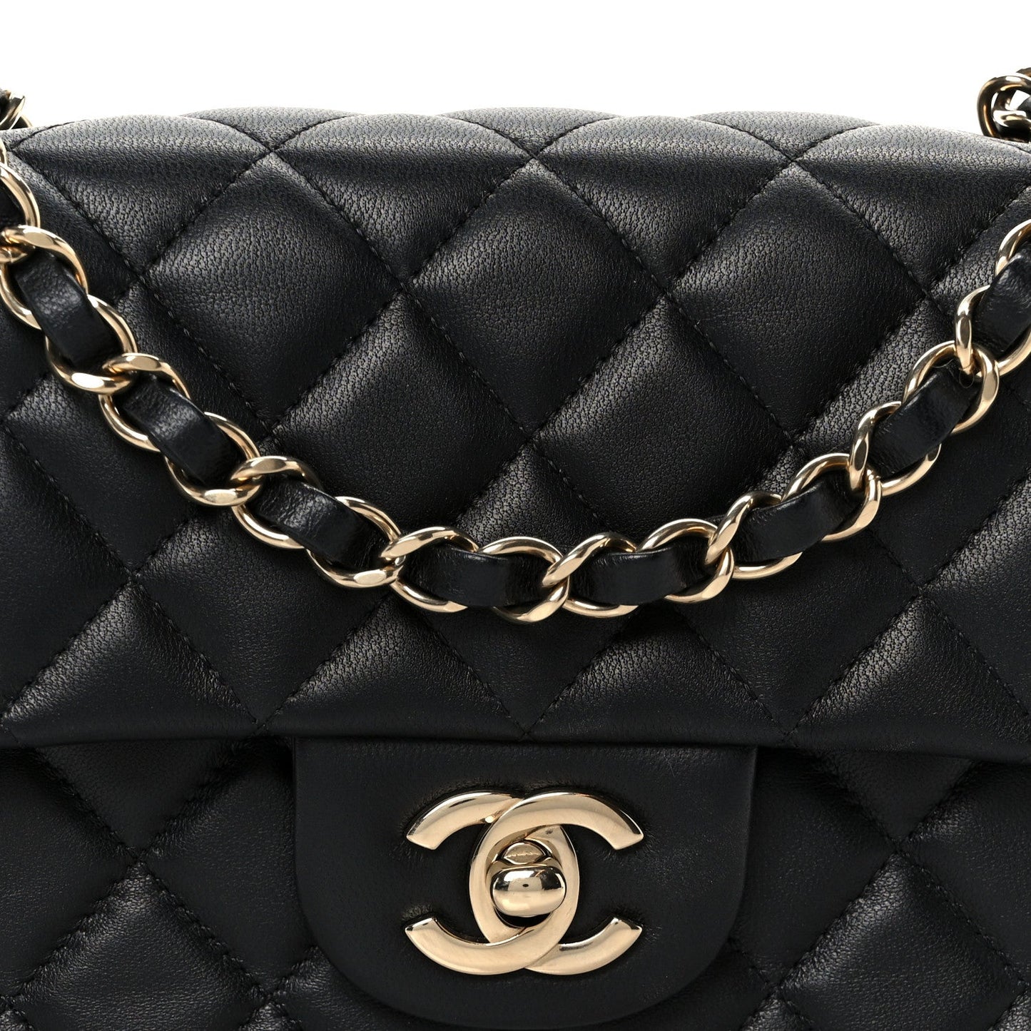 Lambskin Quilted Mini Rectangular Flap Black