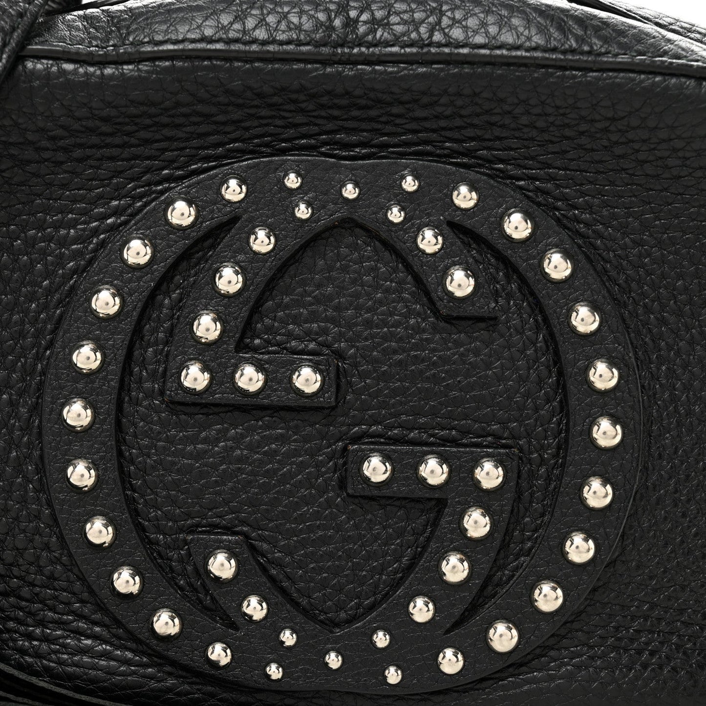 Pebbled Calfskin Studded Small Soho Disco Bag Black