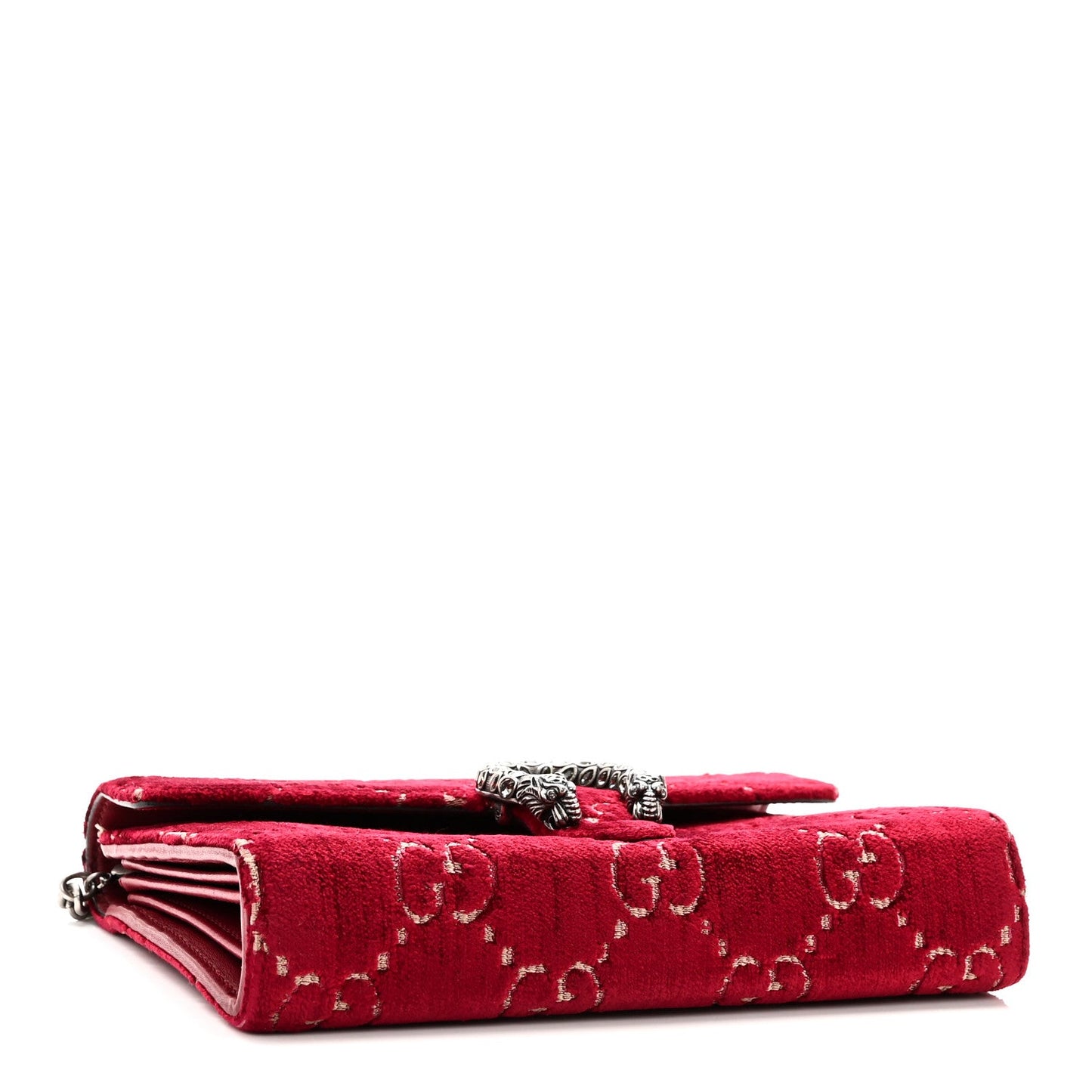 Velvet GG Monogram Mini Dionysus Chain Wallet Red Cipria