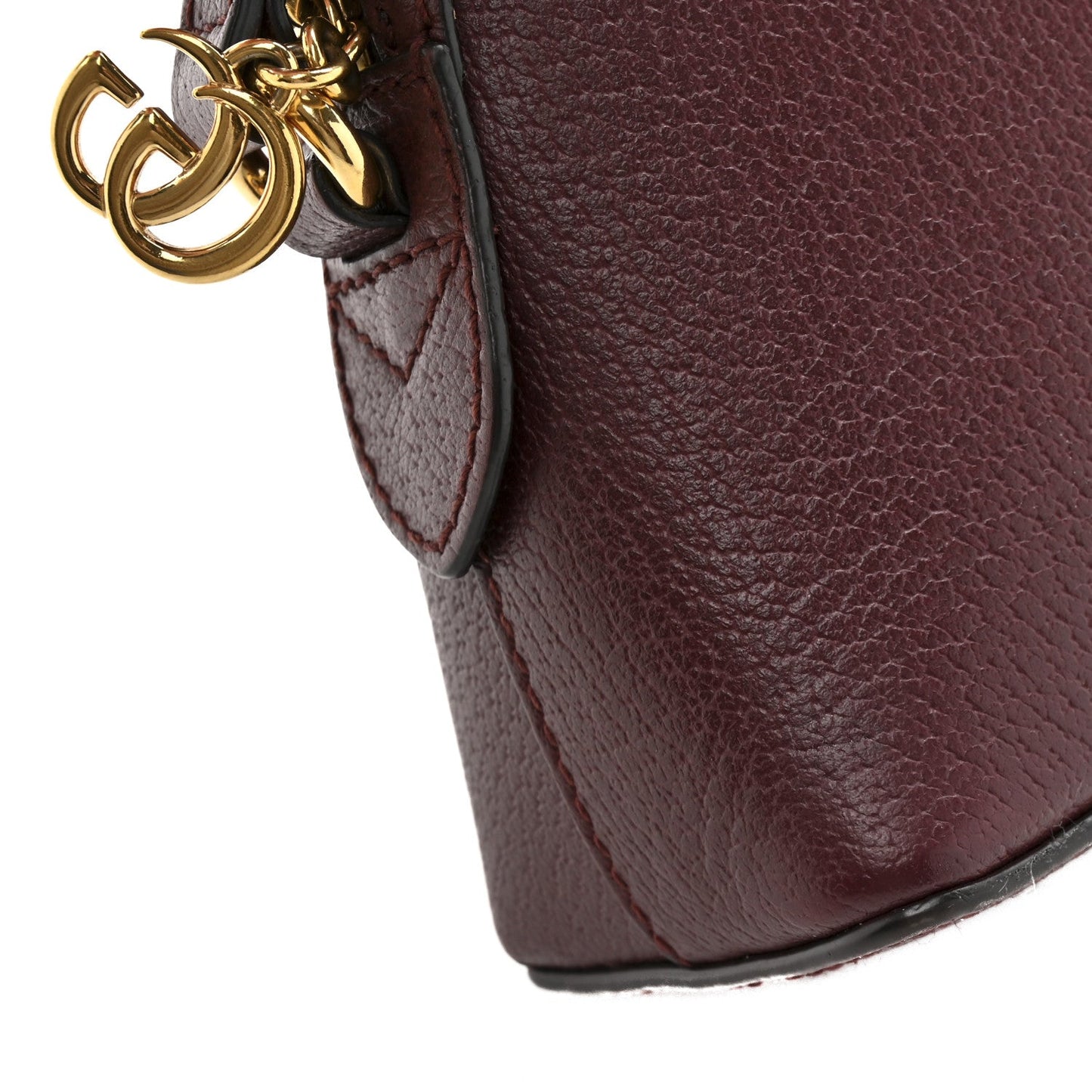 Textured Dollar Calfskin Web Small Ophidia Dome Shoulder Bag Burgundy