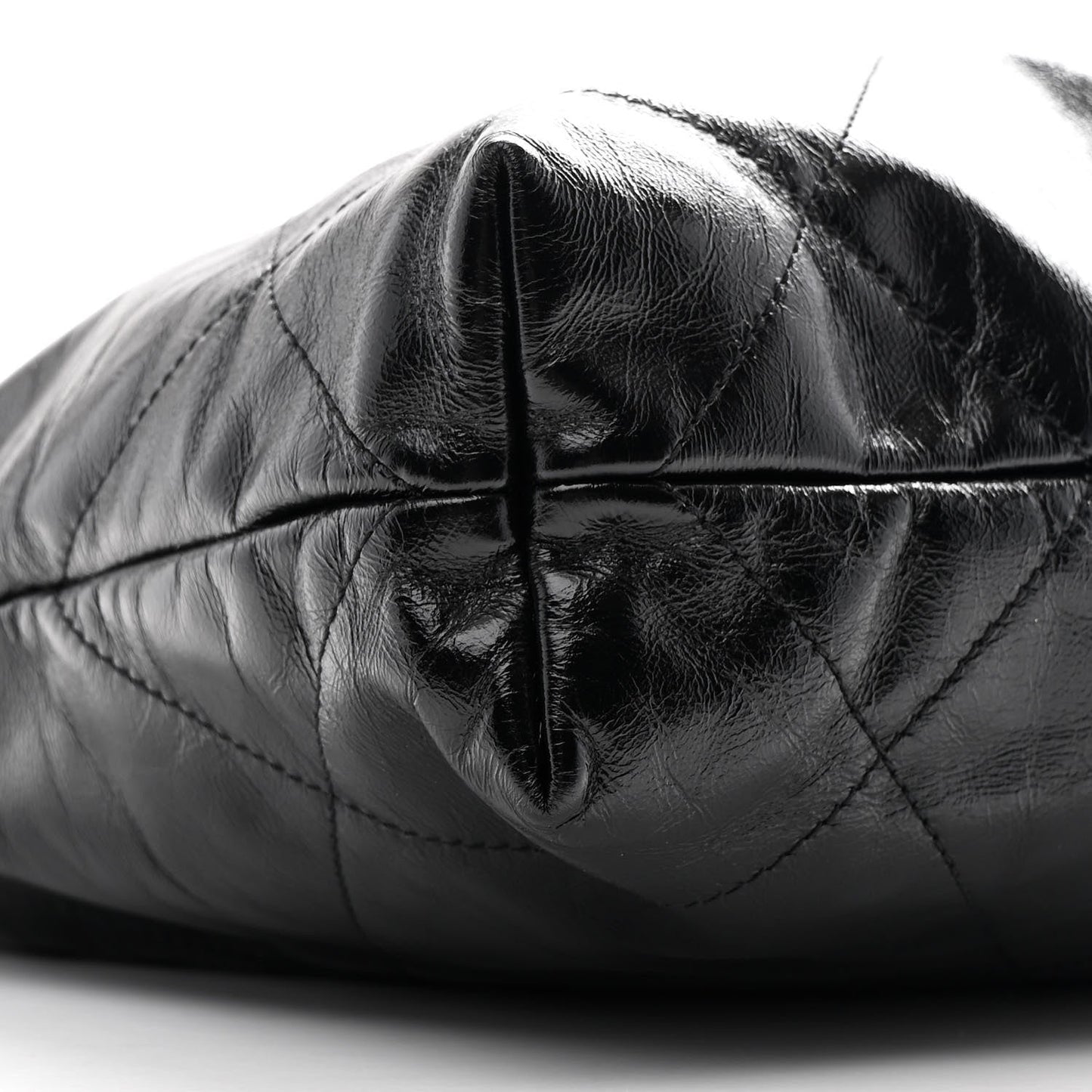 Glazed Calfskin  Quilted Small Chanel 22 Black