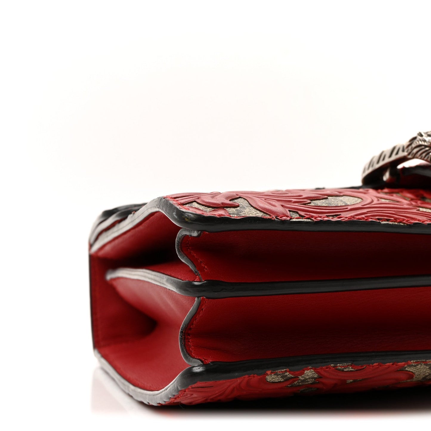GG Supreme Monogram Arabesque Medium Dionysus Shoulder Bag Hibiscus Red