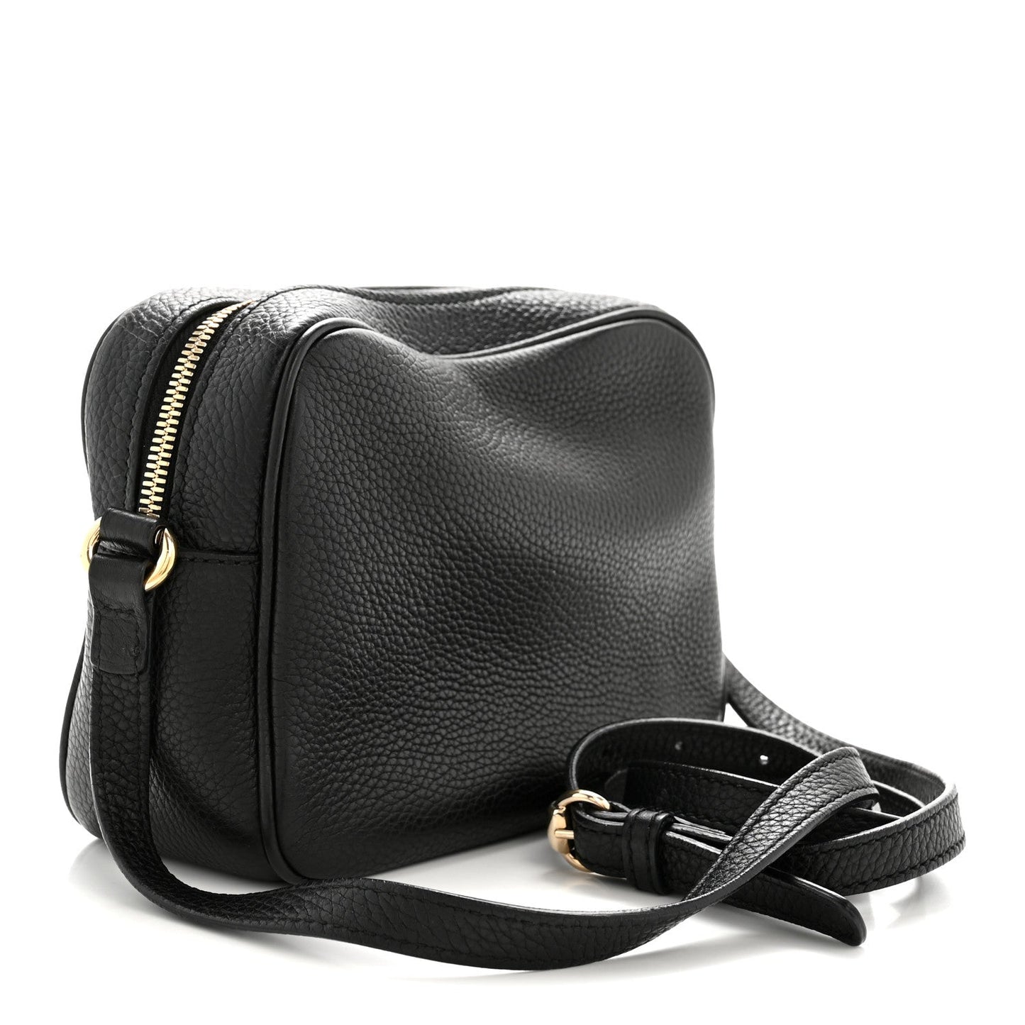 Pebbled Calfskin Small Soho Disco Bag Black