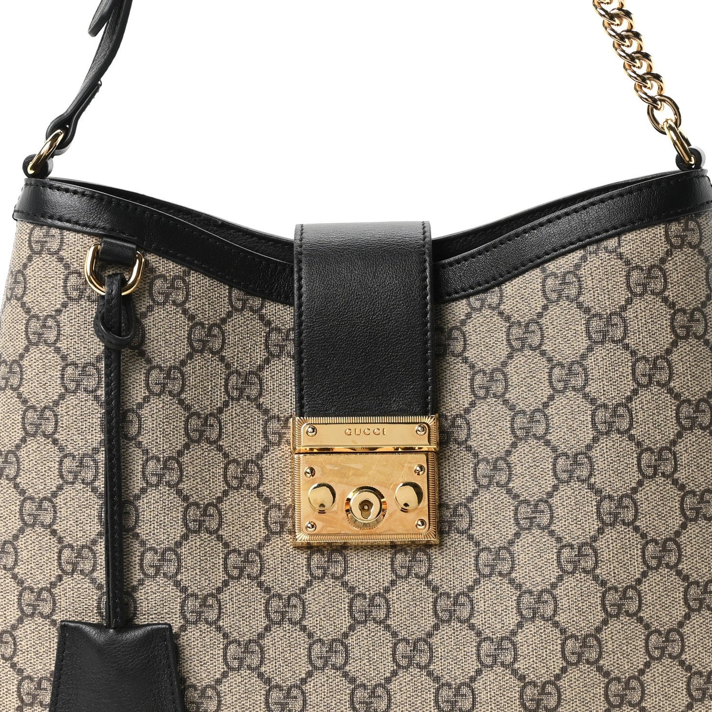 GG Supreme Monogram Medium Padlock Shoulder Bag Black