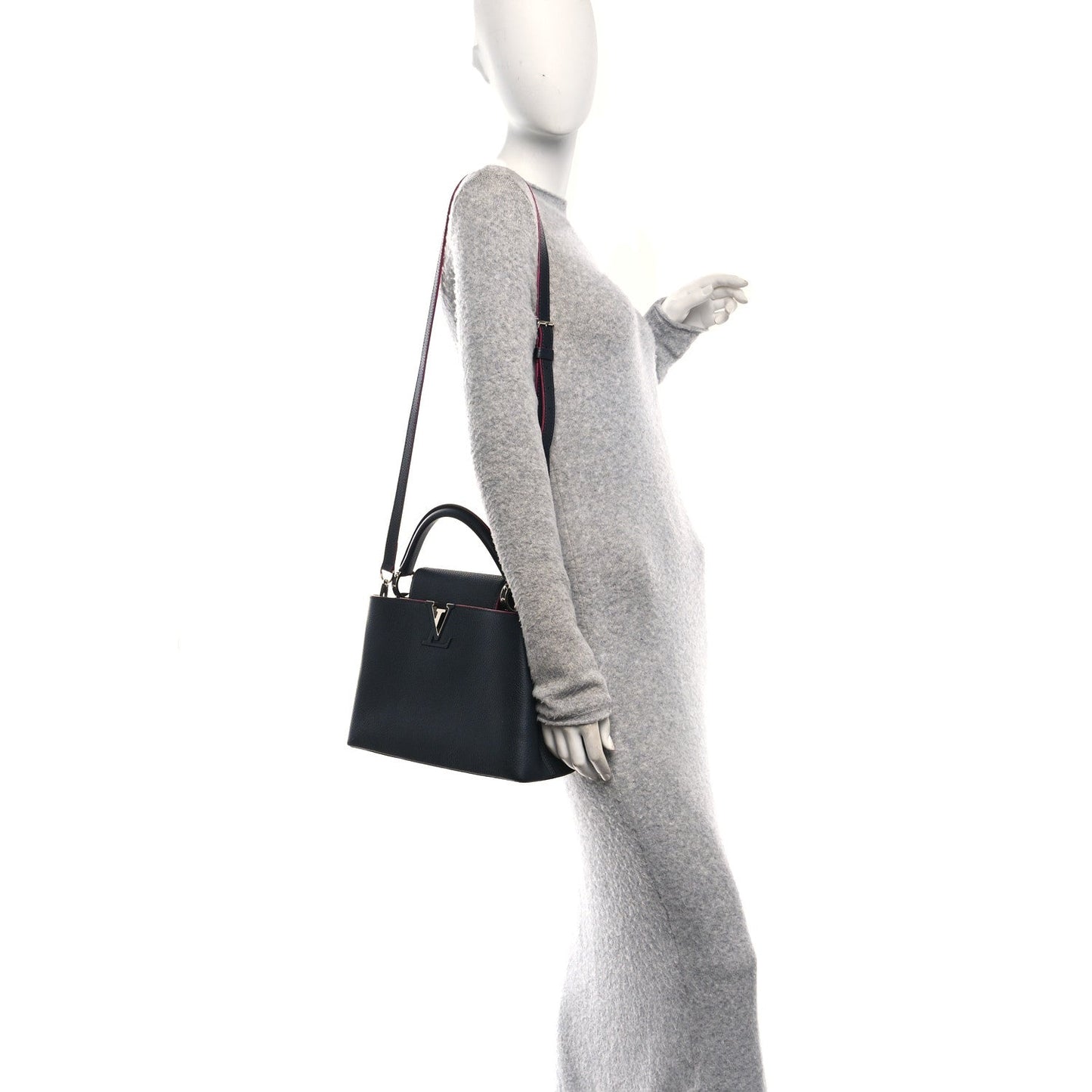 Taurillon Capucines PM Black Fuchsia