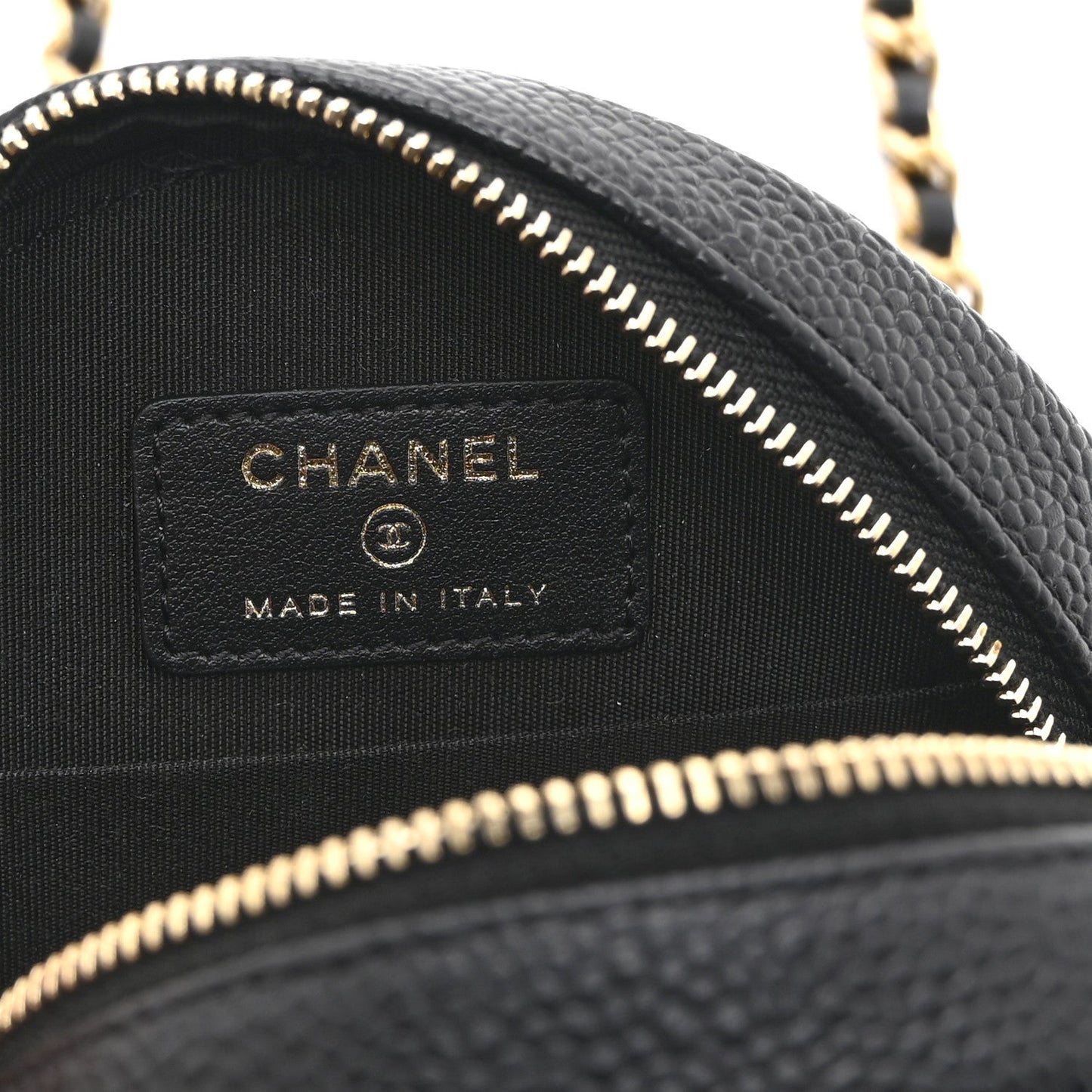 Caviar Quilted Round Filigree Crossbody Black