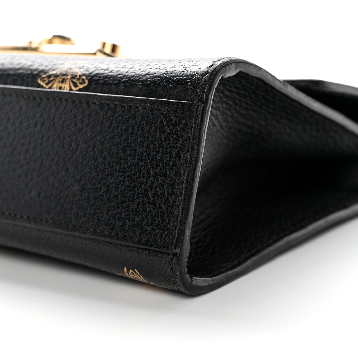 Grained Calfskin Bee Star Small Padlock Shoulder Bag Black