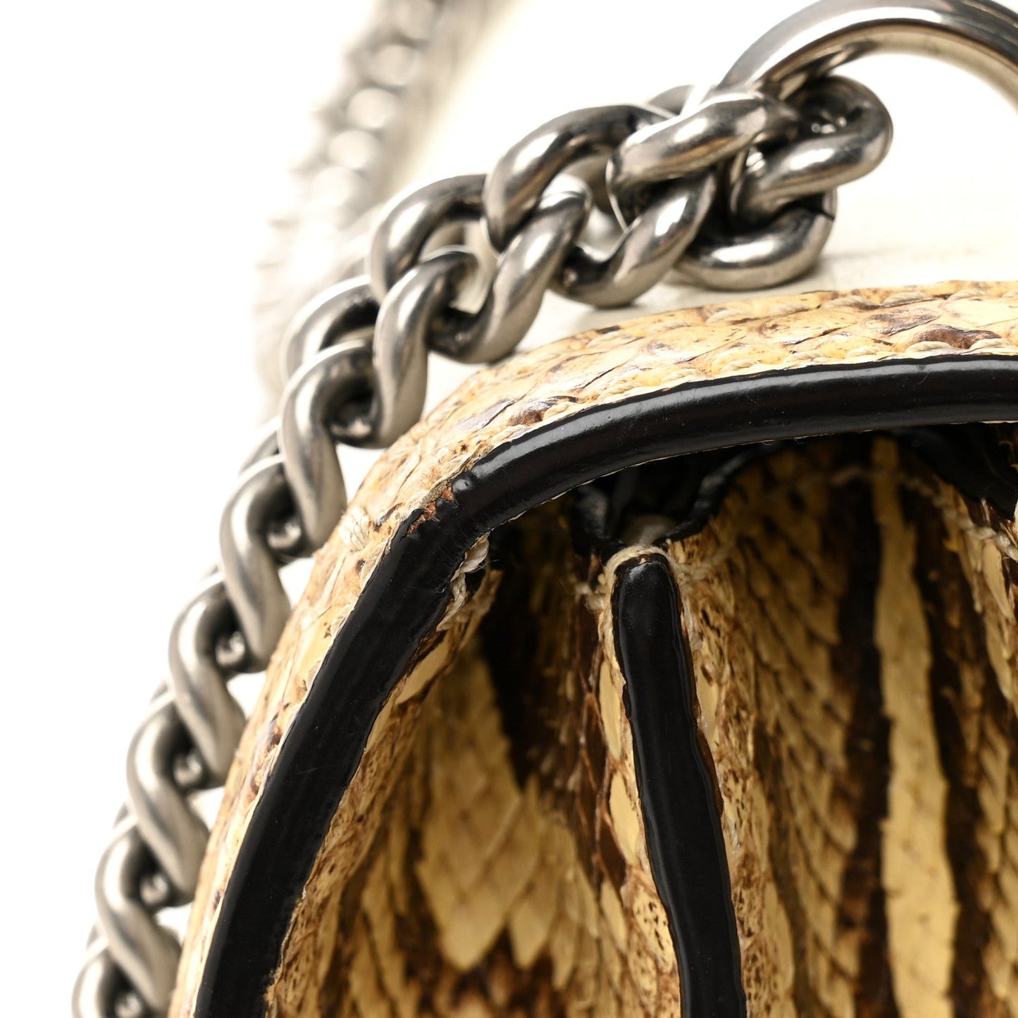 Calfskin Snakeskin Enamel Small Dionysus Shoulder Bag White Beige Electric Blue