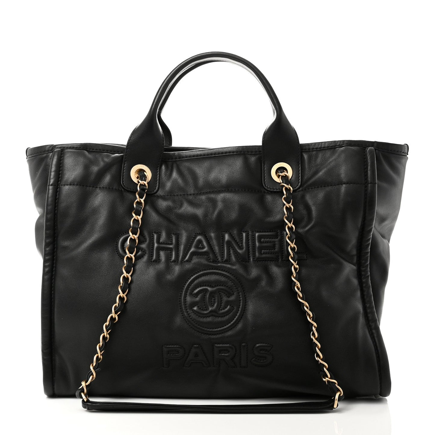 Calfskin Small Deauville Tote Black
